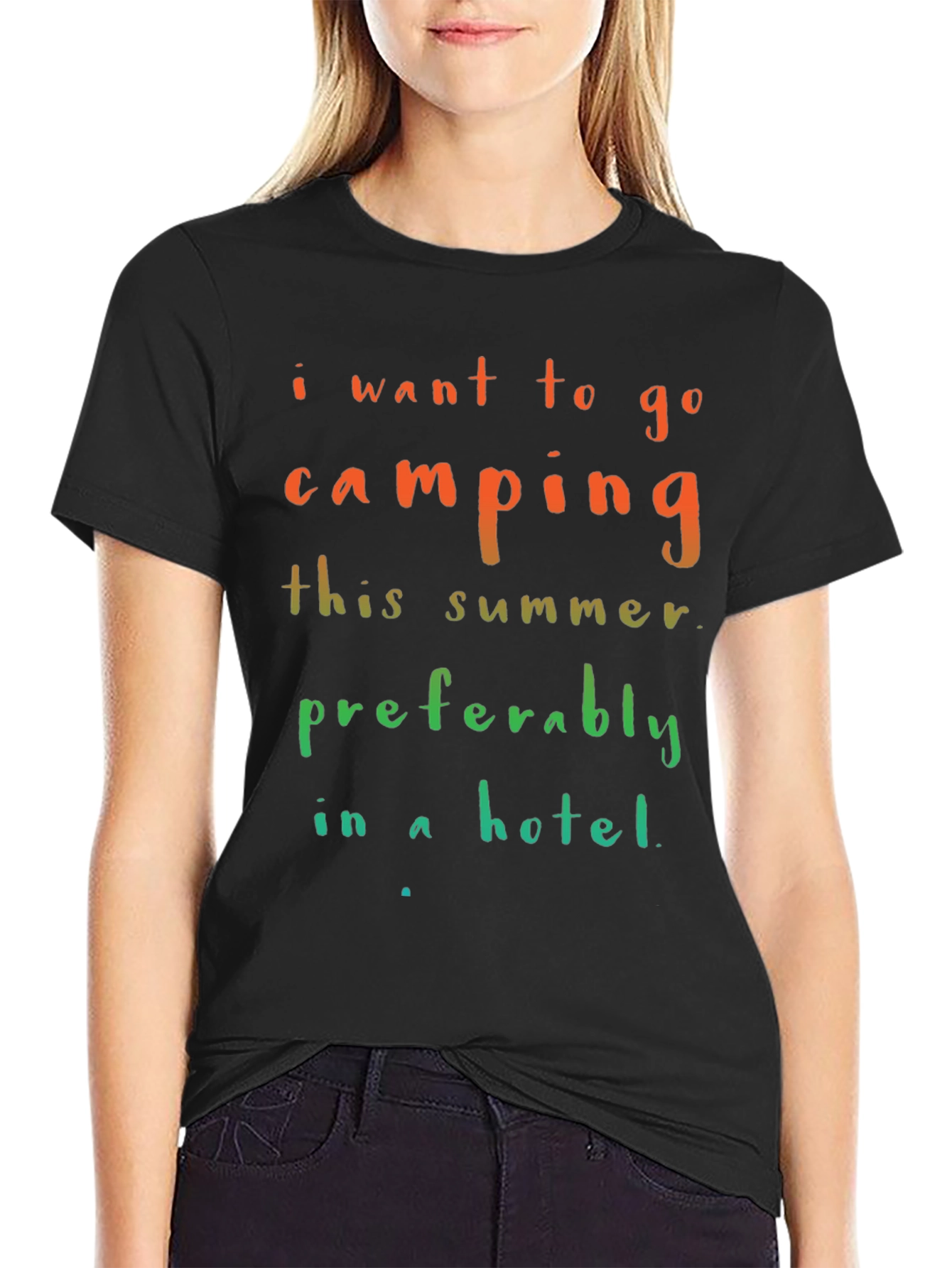 Camping Hotel Summer Mens Black T-Shirt