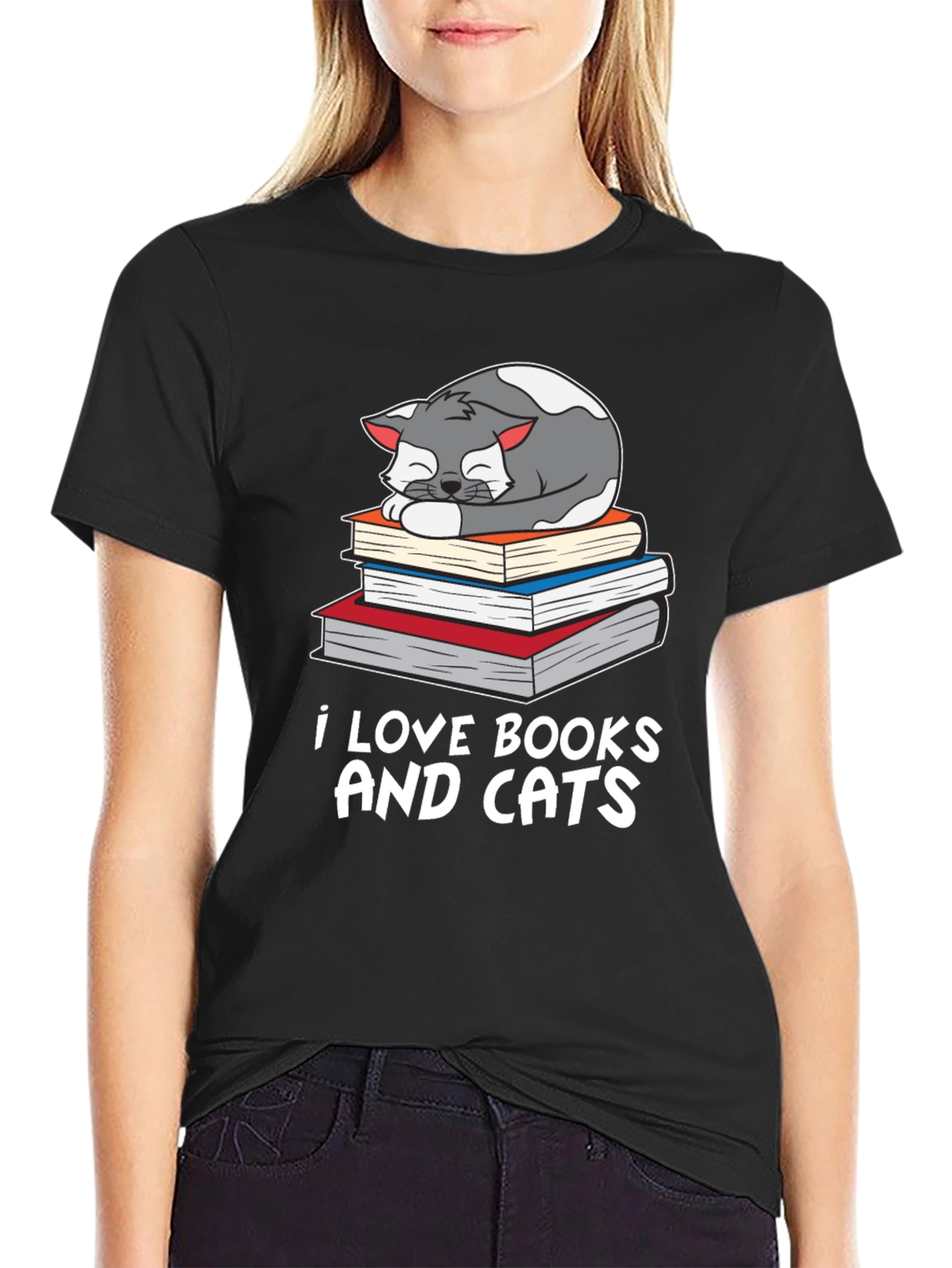 I Love Books and Cats Graphic Tee