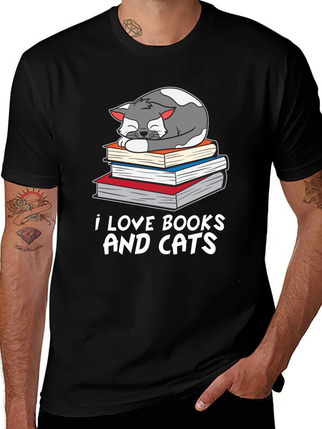 I Love Books and Cats Graphic Tee
