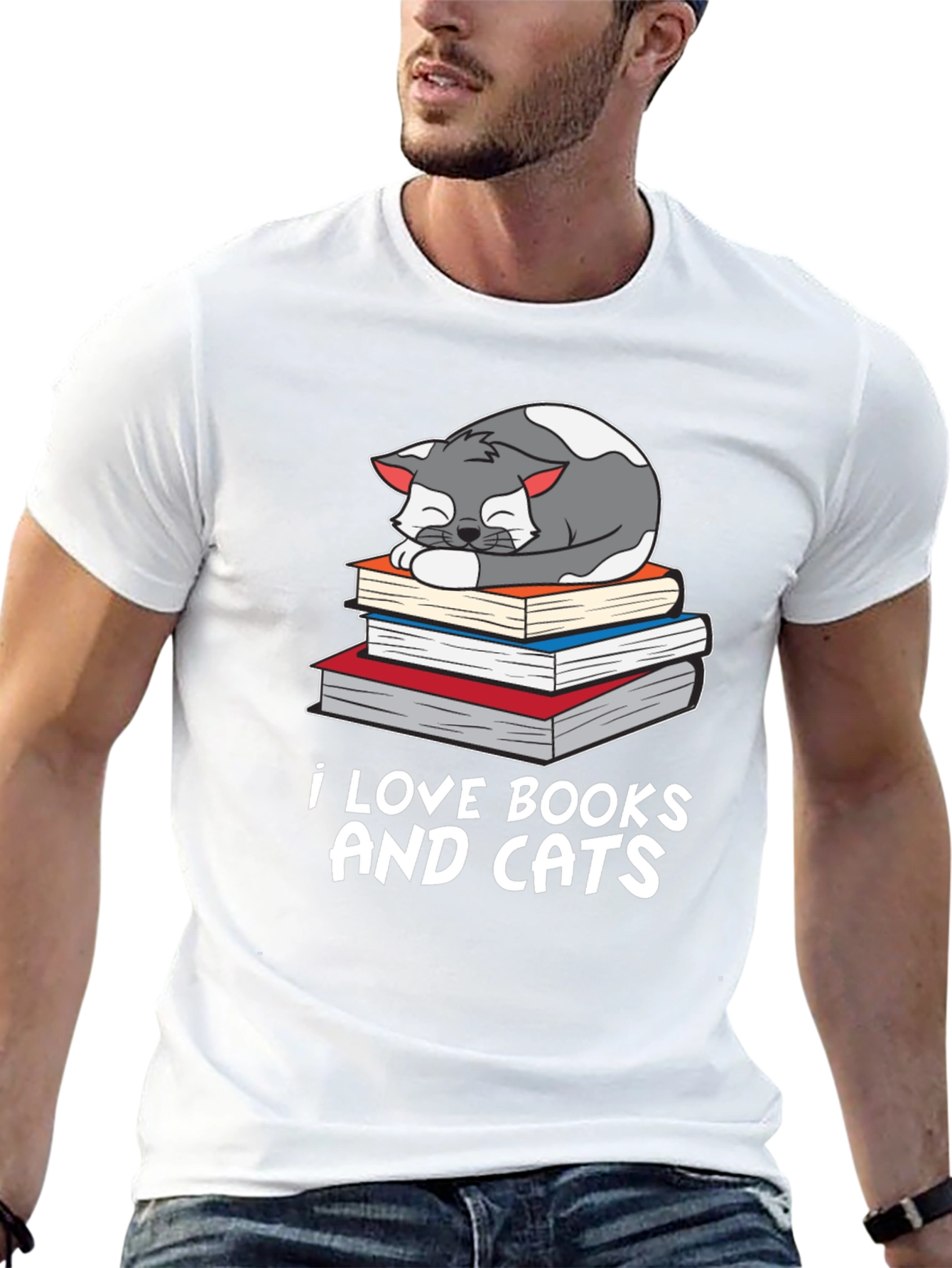 I Love Books and Cats Graphic Tee