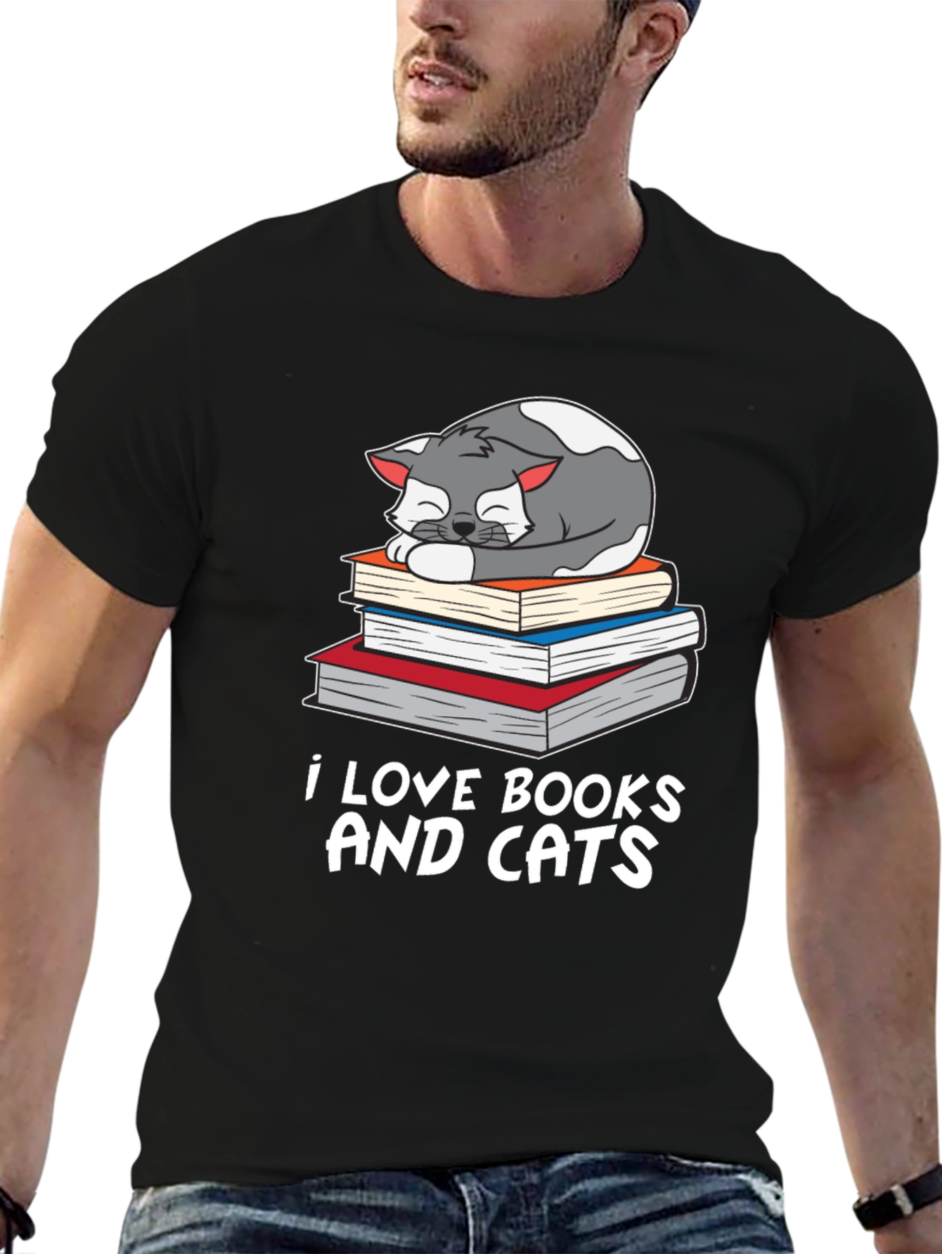 I Love Books and Cats Graphic Tee