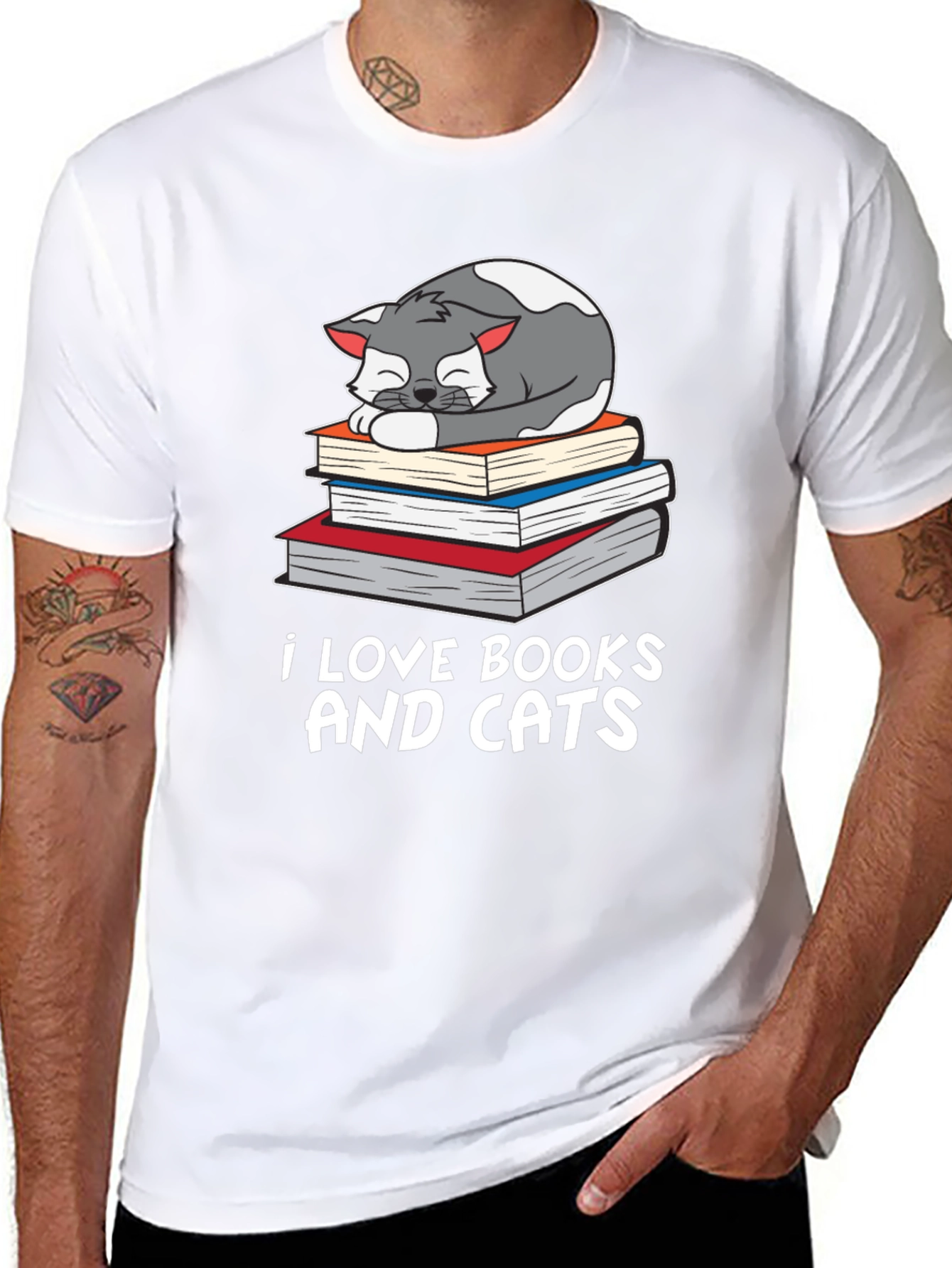 I Love Books and Cats Graphic Tee