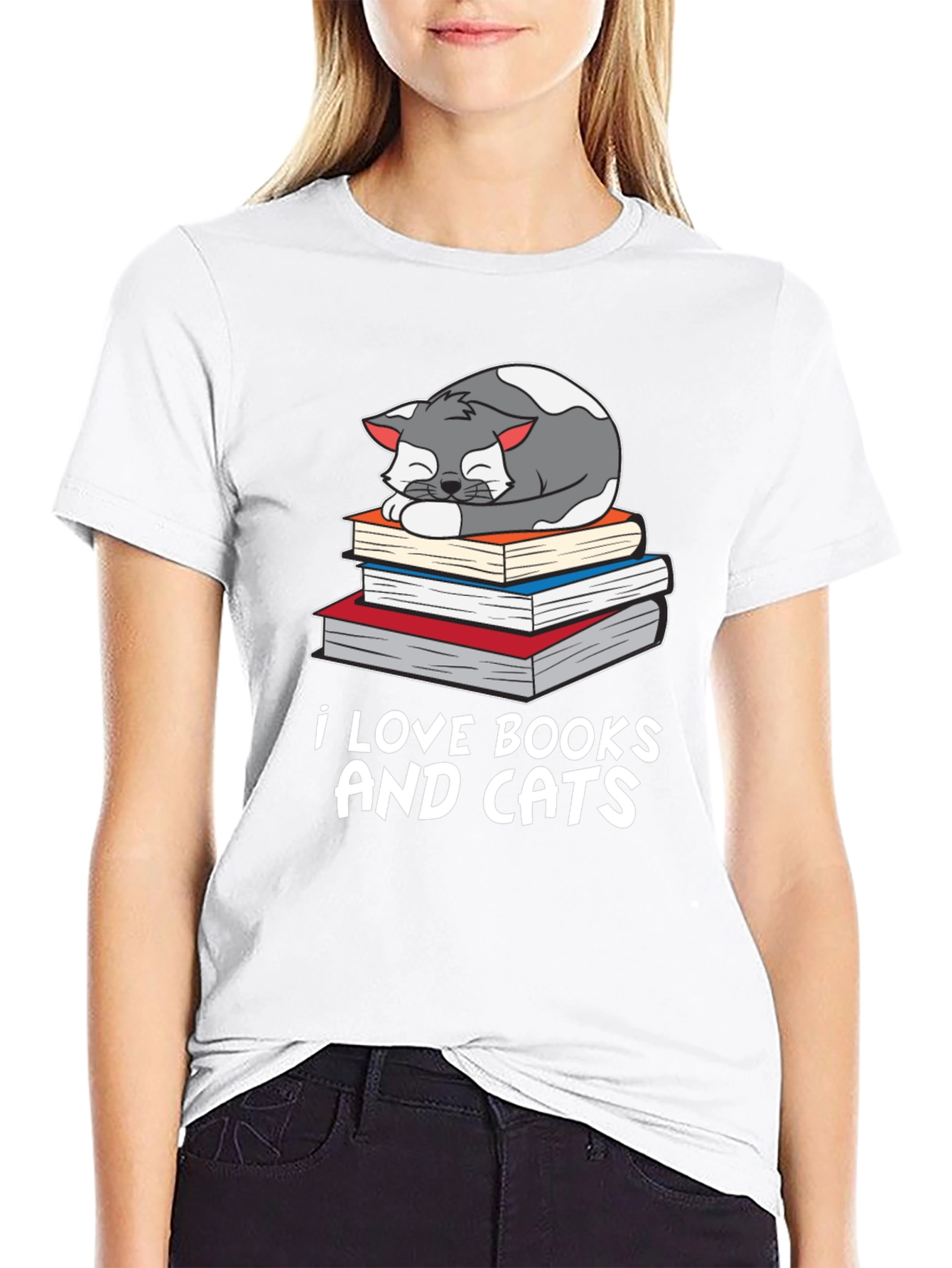 I Love Books and Cats Graphic Tee