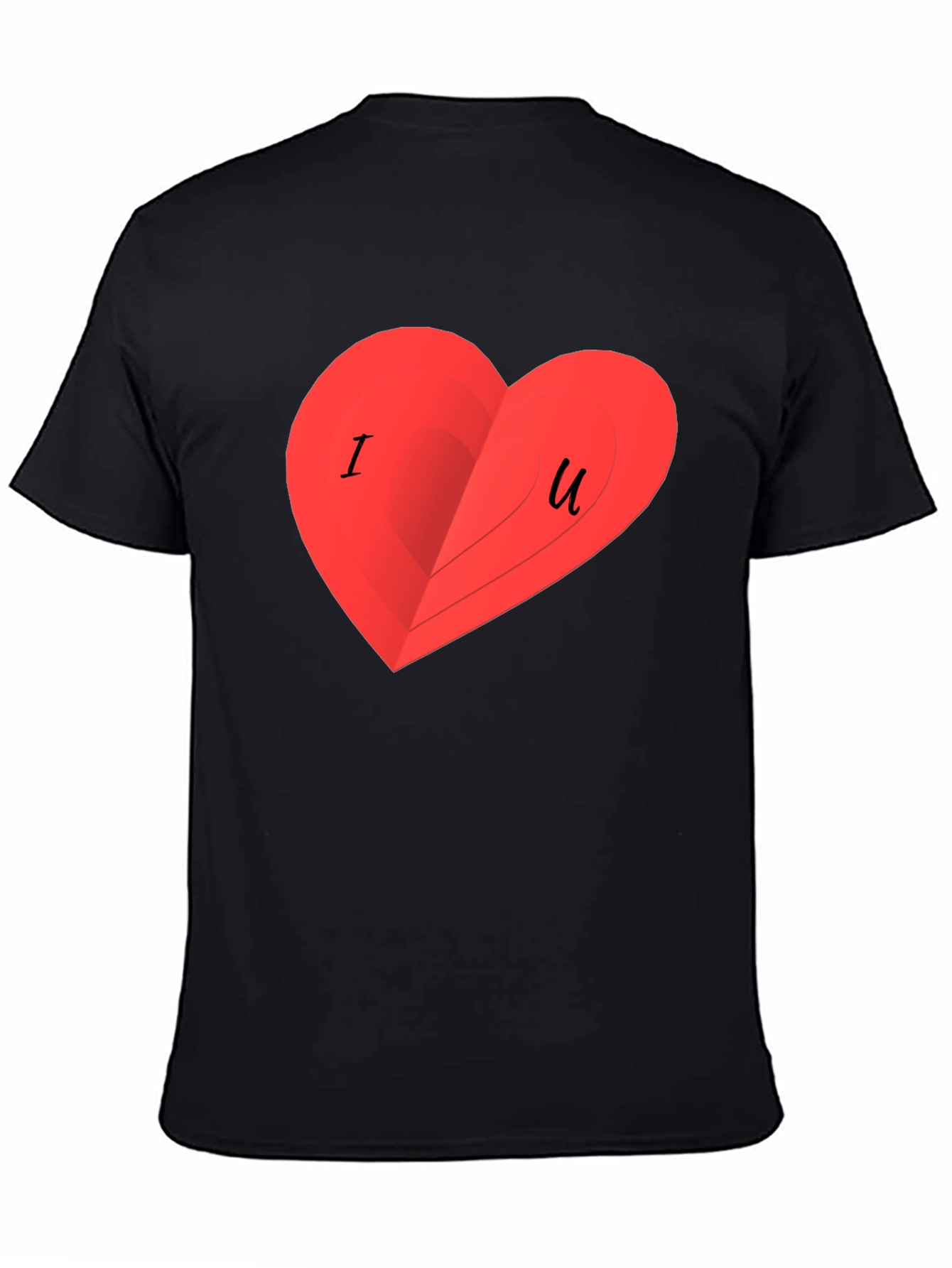 I Love You Heart Graphic Black T-Shirt