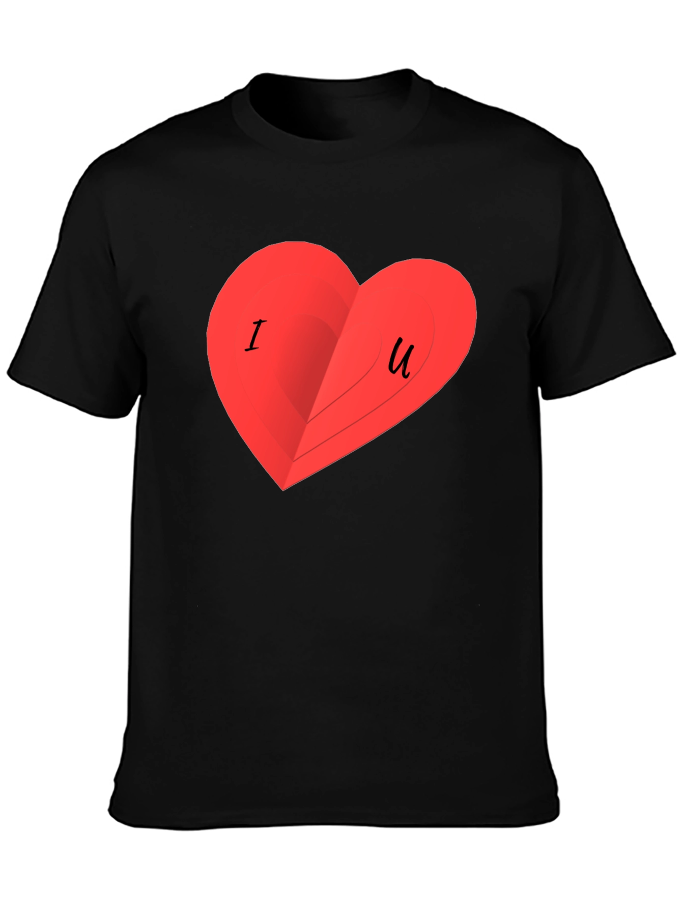 I Love You Heart Graphic Black T-Shirt