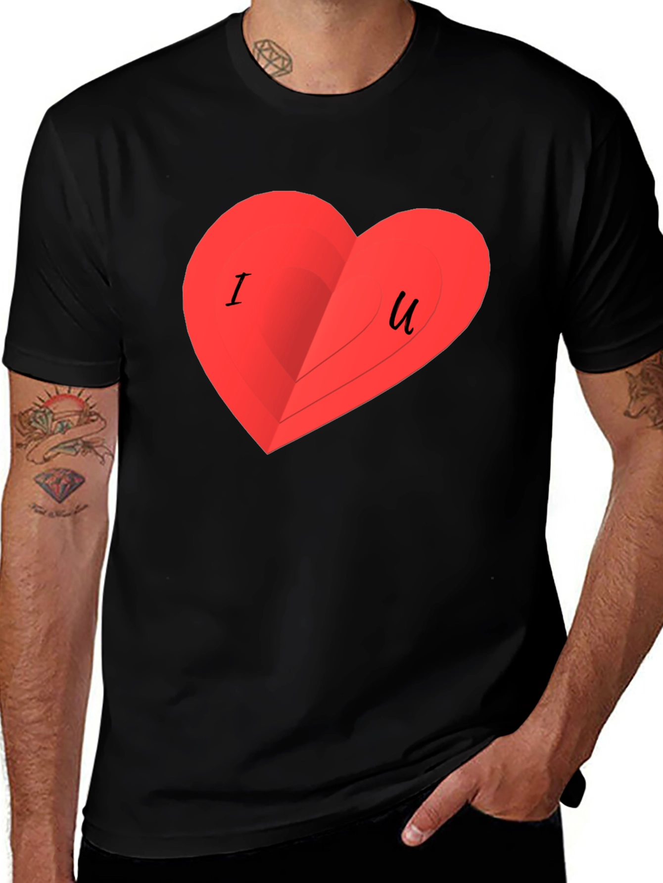 I Love You Heart Graphic Black T-Shirt