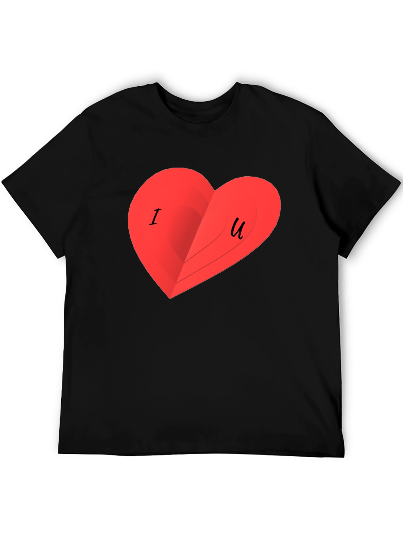 I Love You Heart Graphic Black T-Shirt