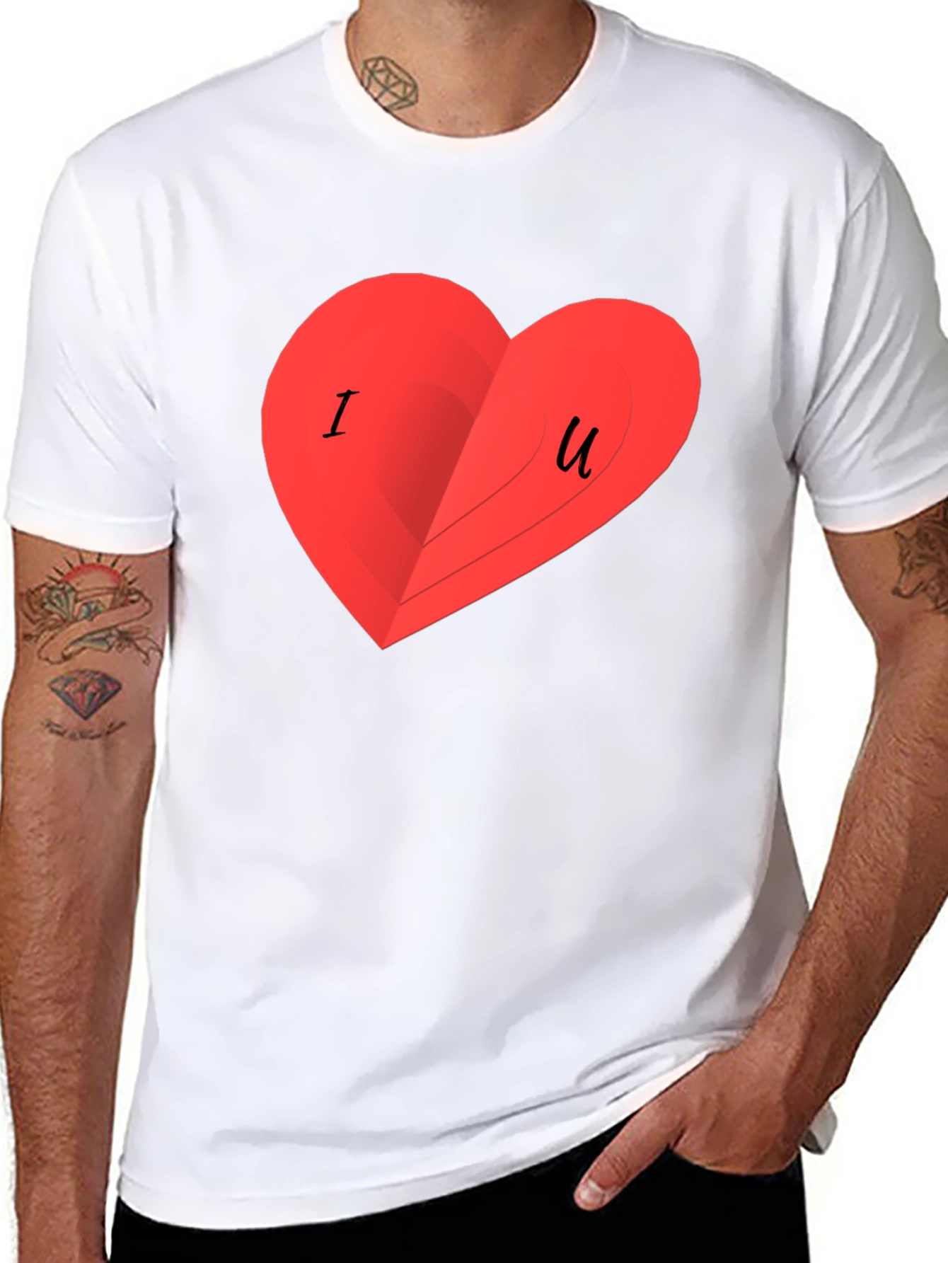 I Love You Heart Graphic Black T-Shirt