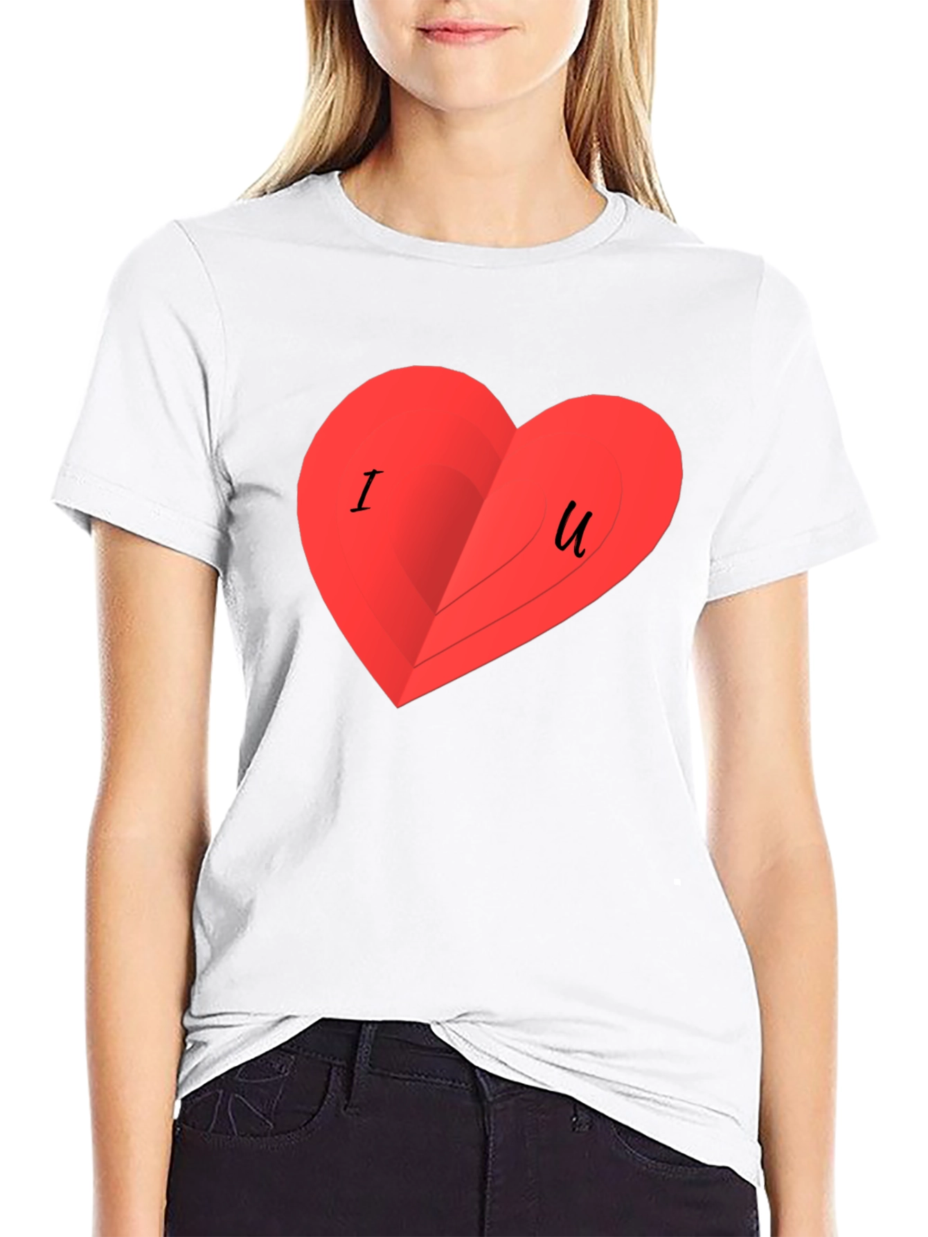 I Love You Heart Graphic Black T-Shirt