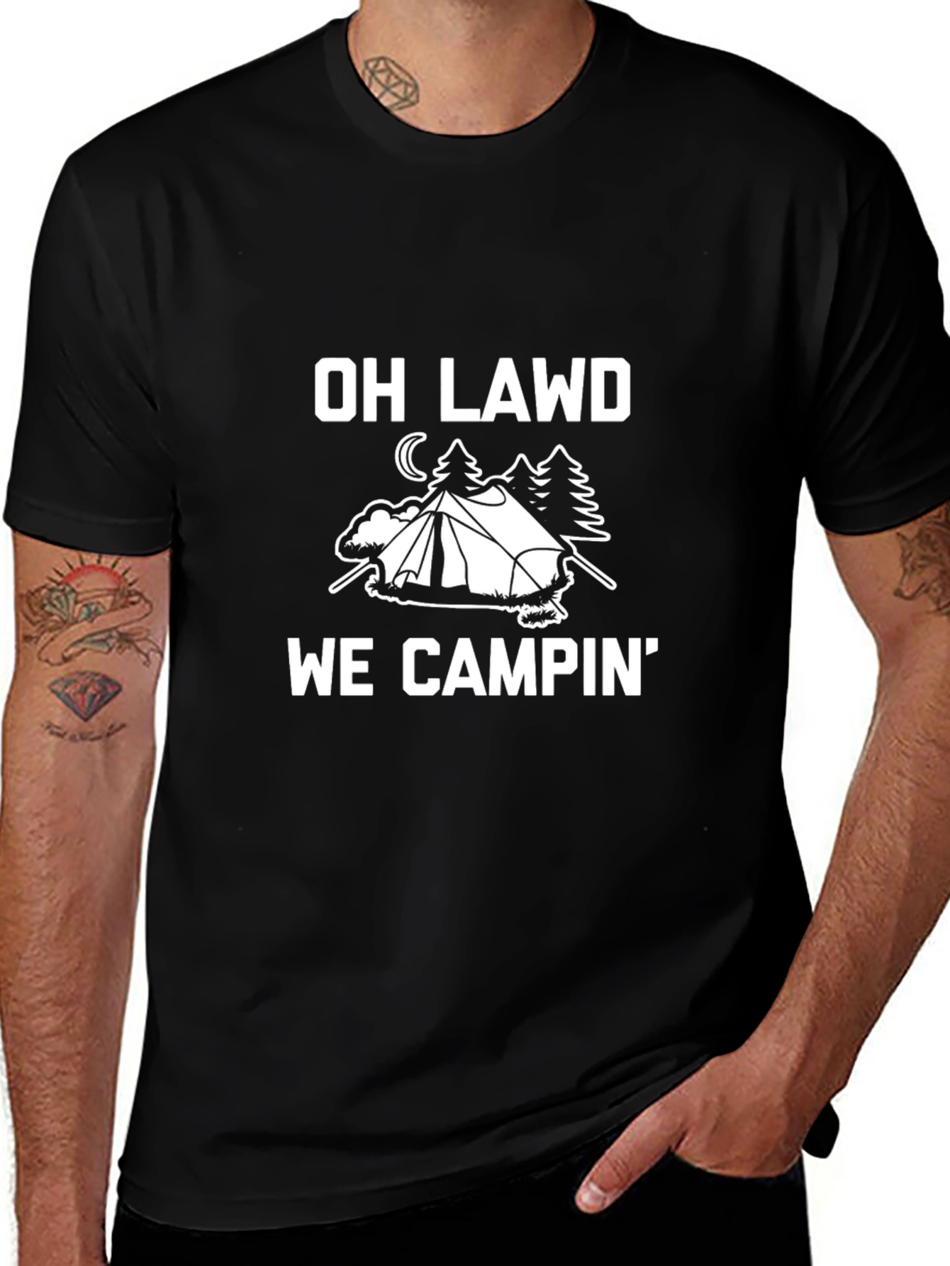 Camping Humor Tee - Oh Lawd We Campin