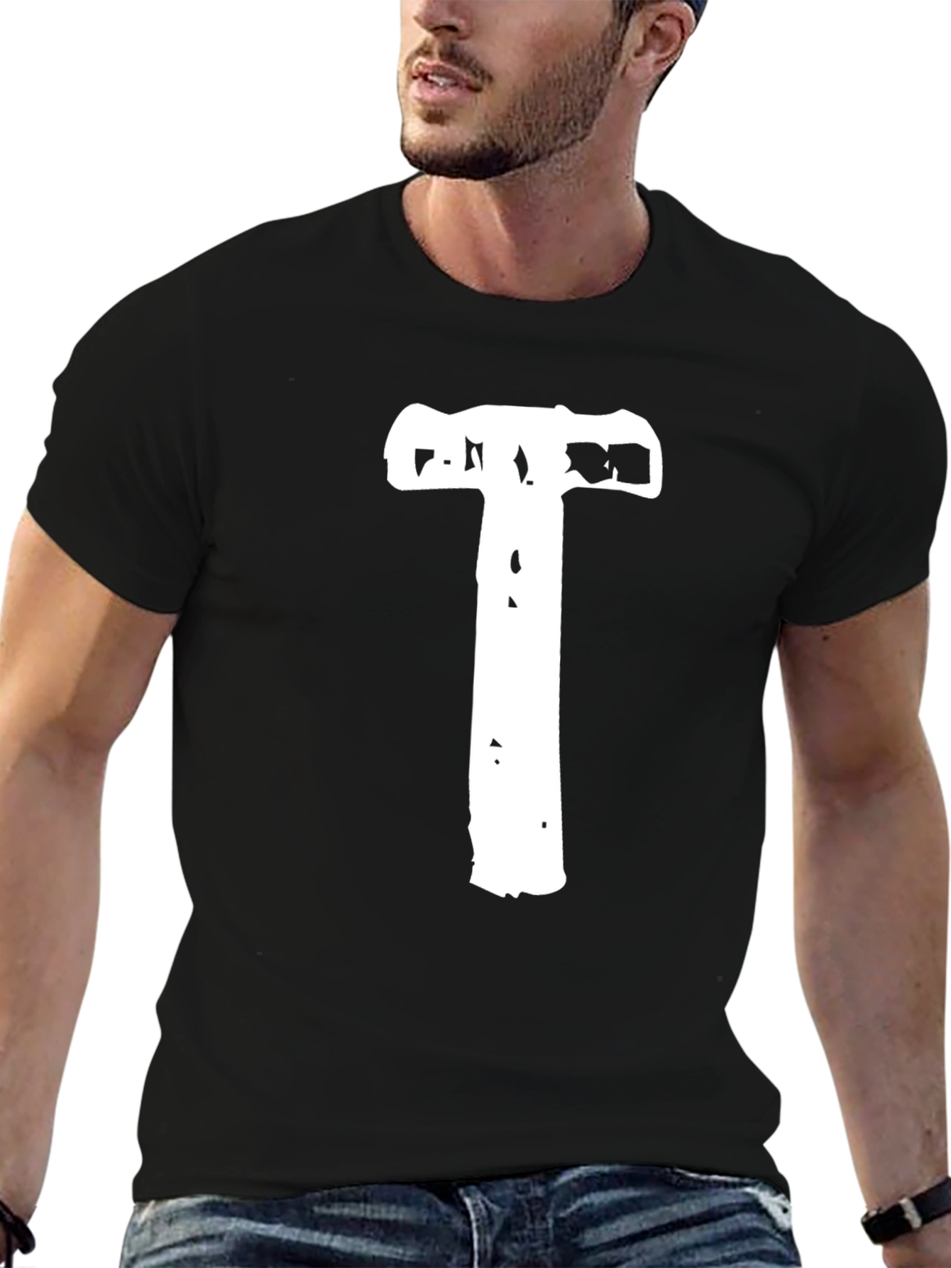 Hammer Time Tee - Bold White Graphic on Black