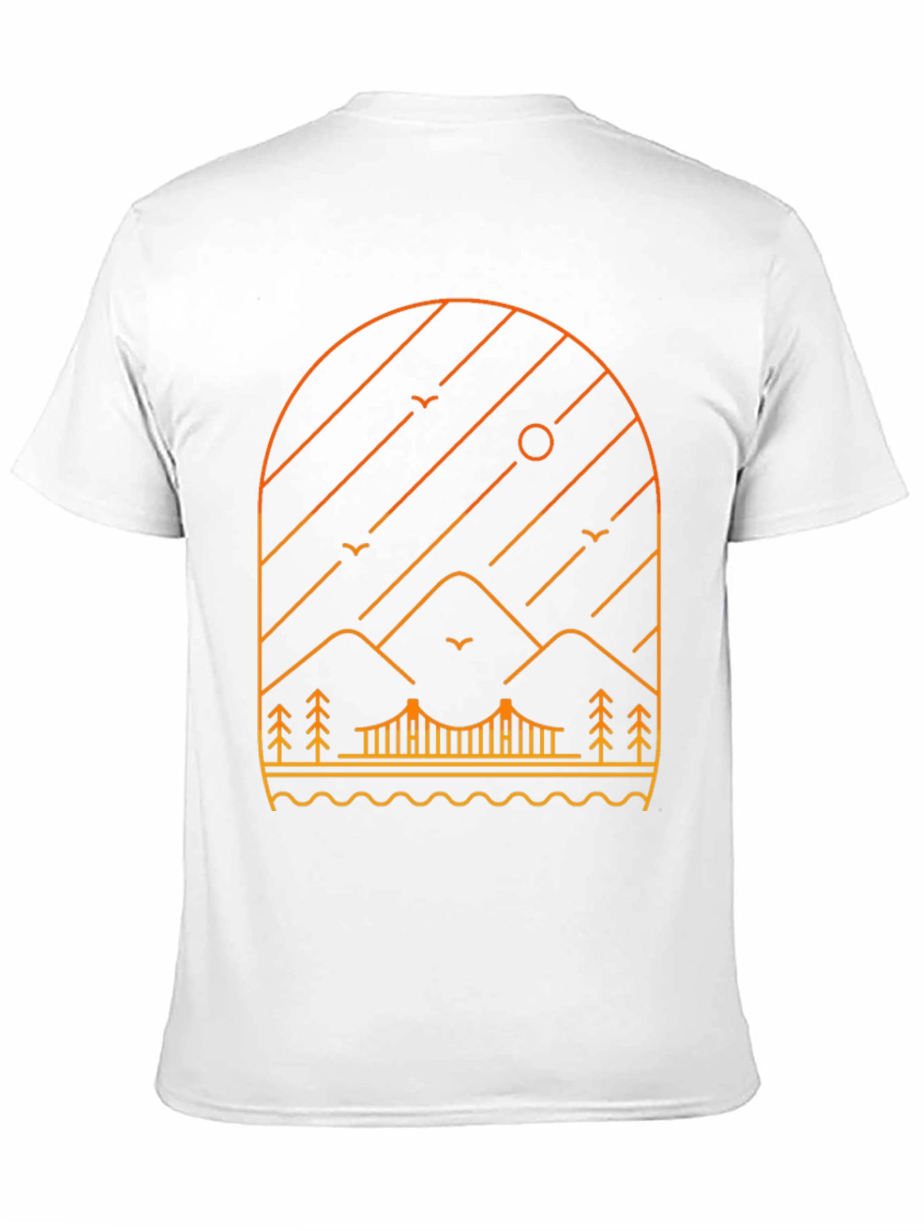 Minimalist Mountain Bridge Graphic Tee - Black