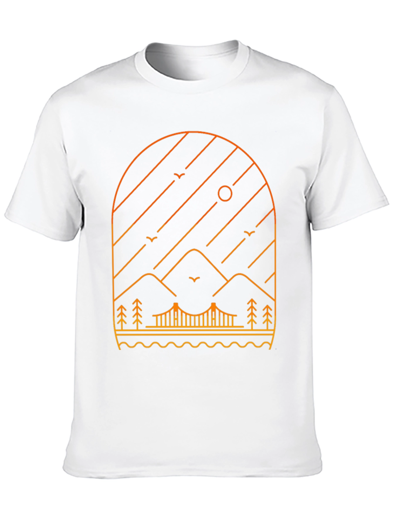Minimalist Mountain Bridge Graphic Tee - Black