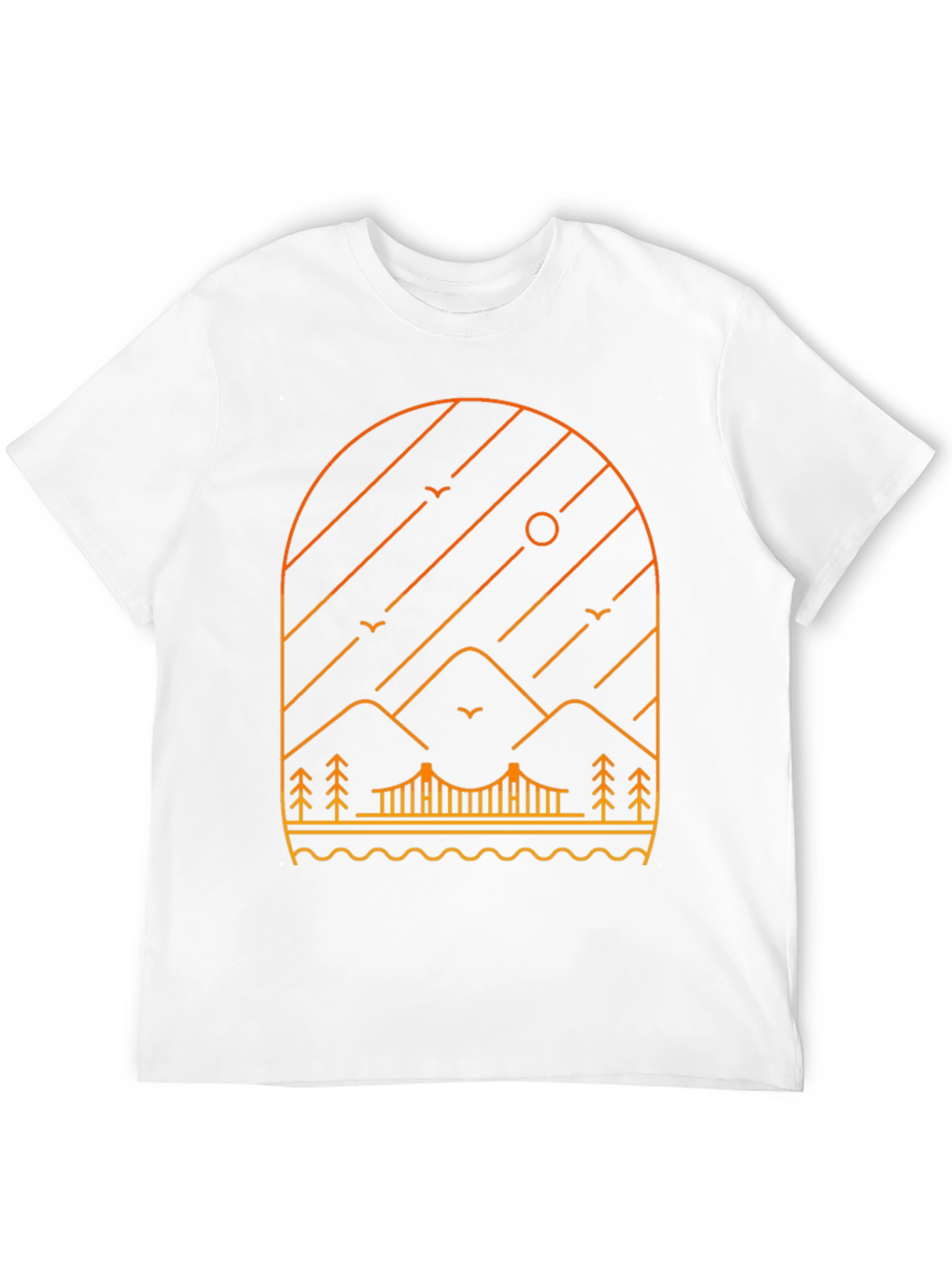 Minimalist Mountain Bridge Graphic Tee - Black