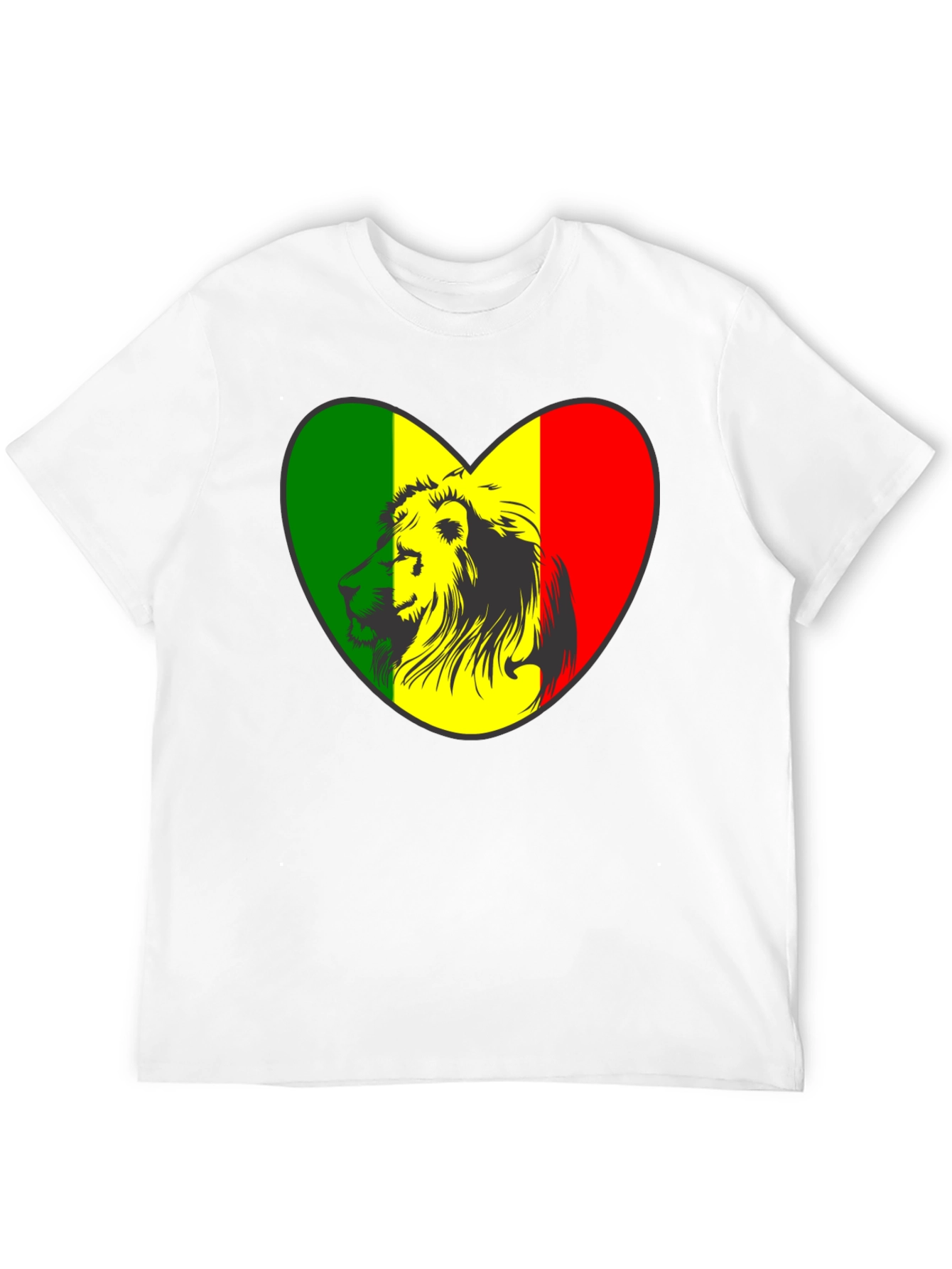 Rasta Lion Heart Graphic Tee - Black
