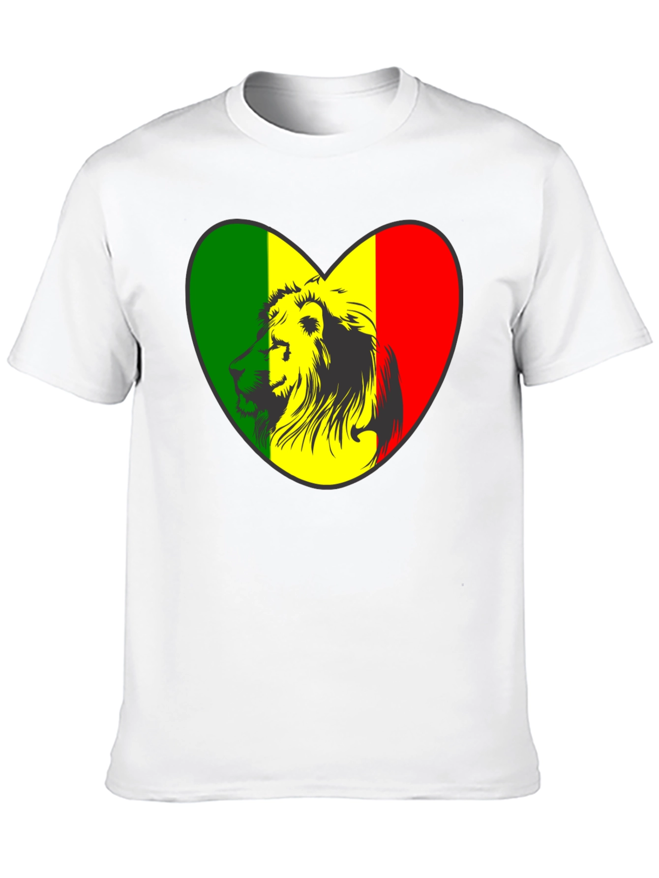 Rasta Lion Heart Graphic Tee - Black