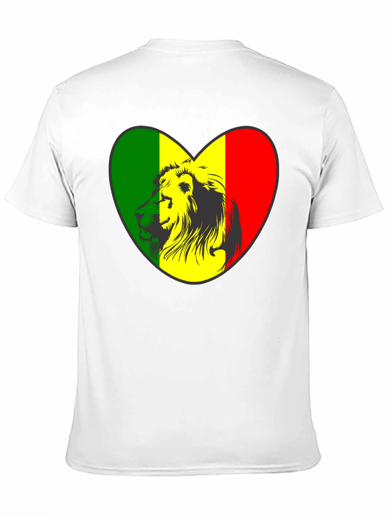 Rasta Lion Heart Graphic Tee - Black