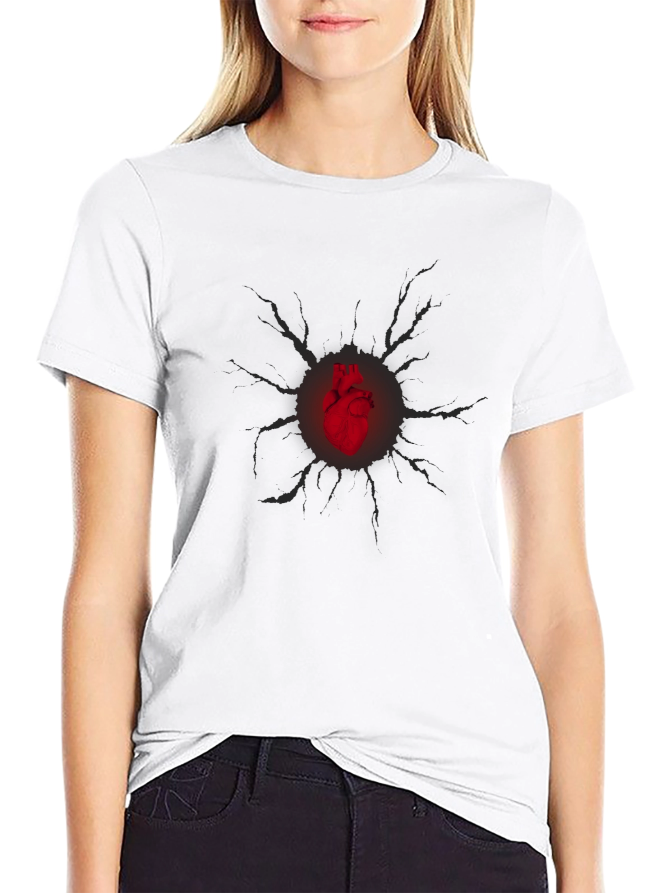 Heart Burst Graphic Tee - Black