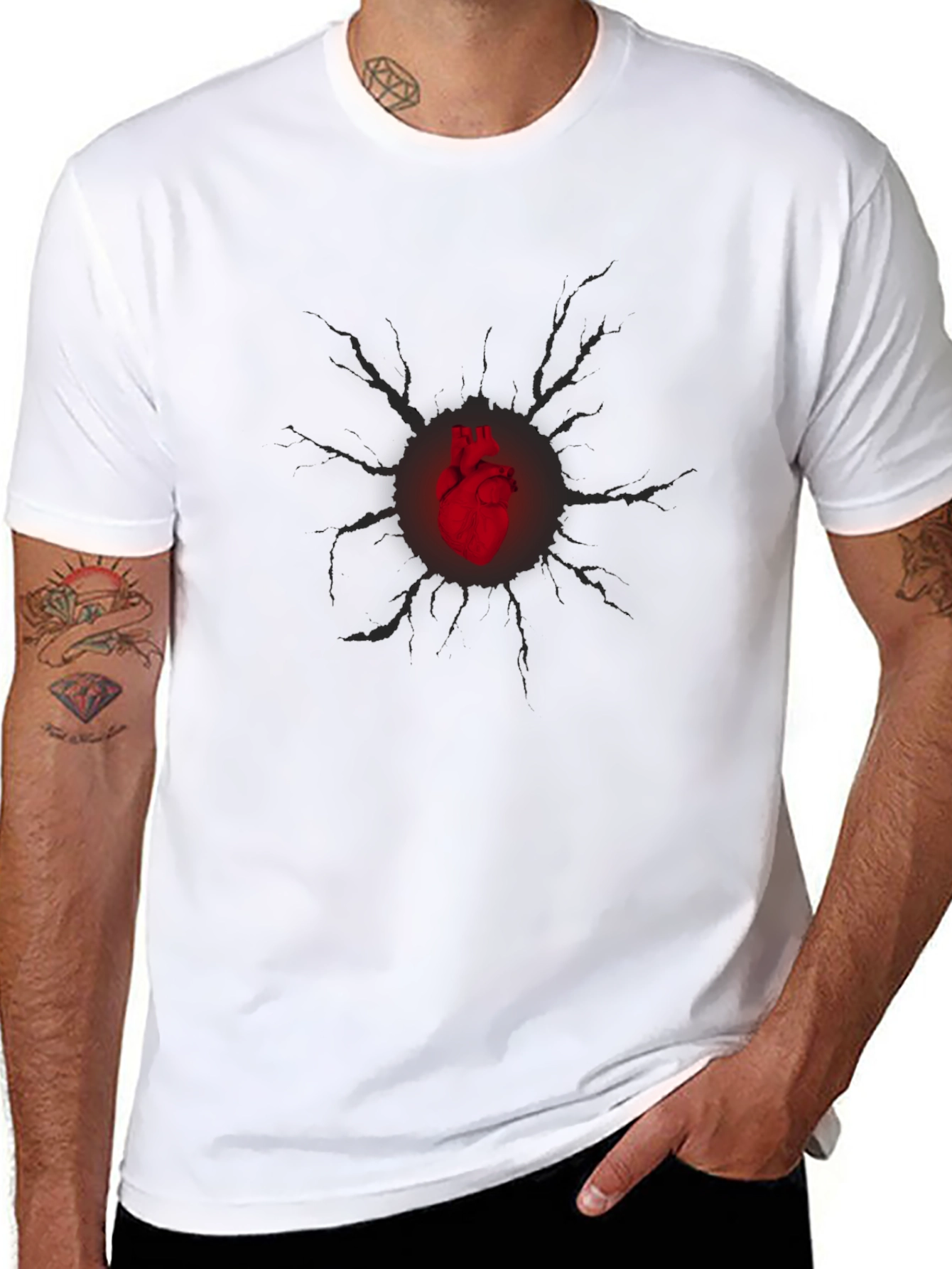 Heart Burst Graphic Tee - Black
