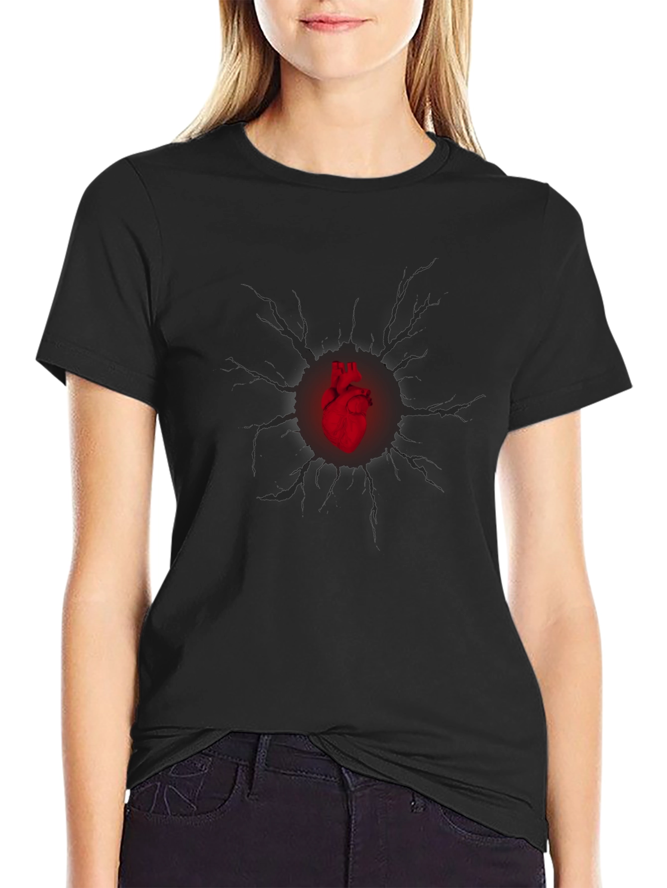 Heart Burst Graphic Tee - Black