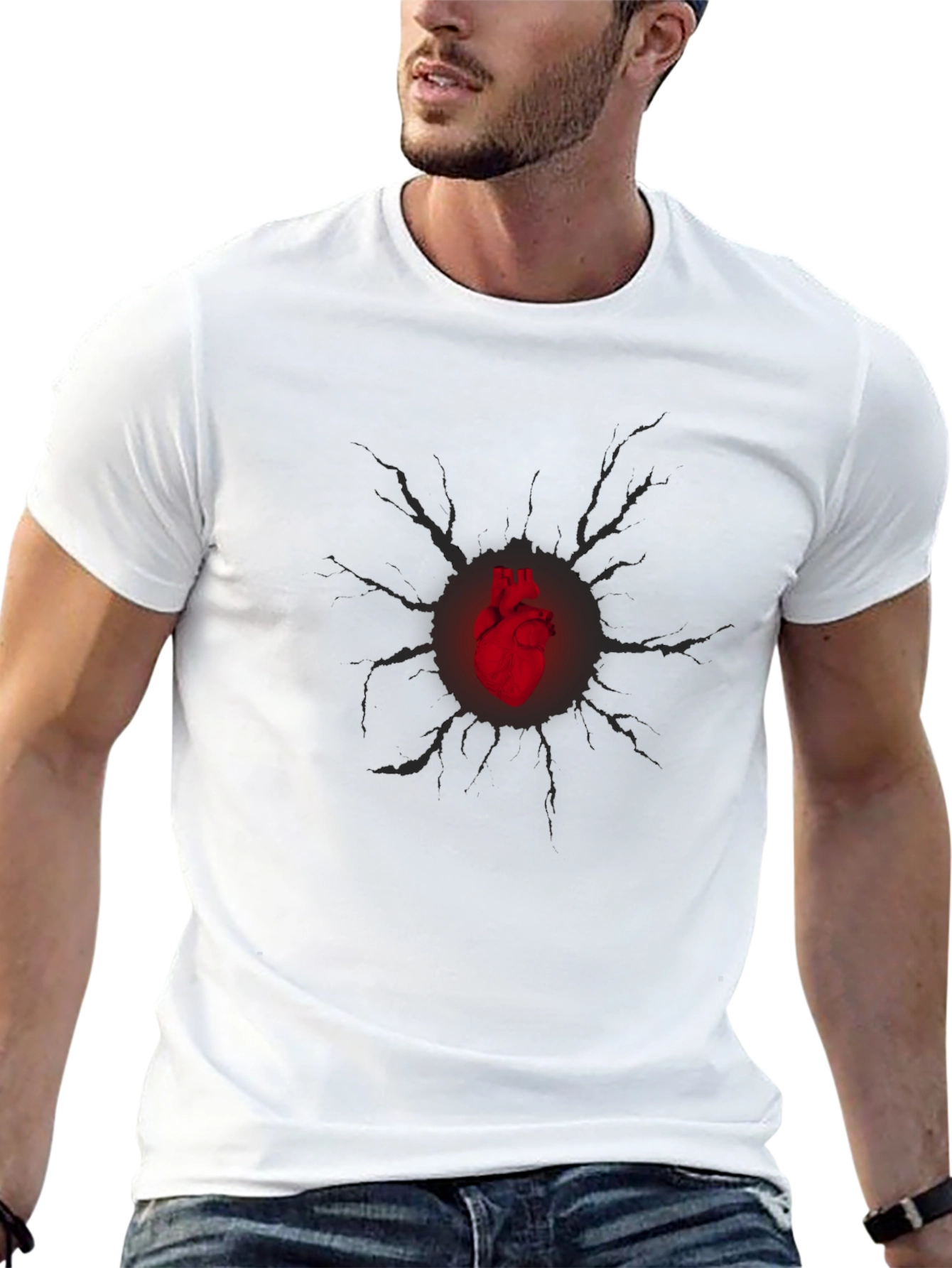 Heart Burst Graphic Tee - Black
