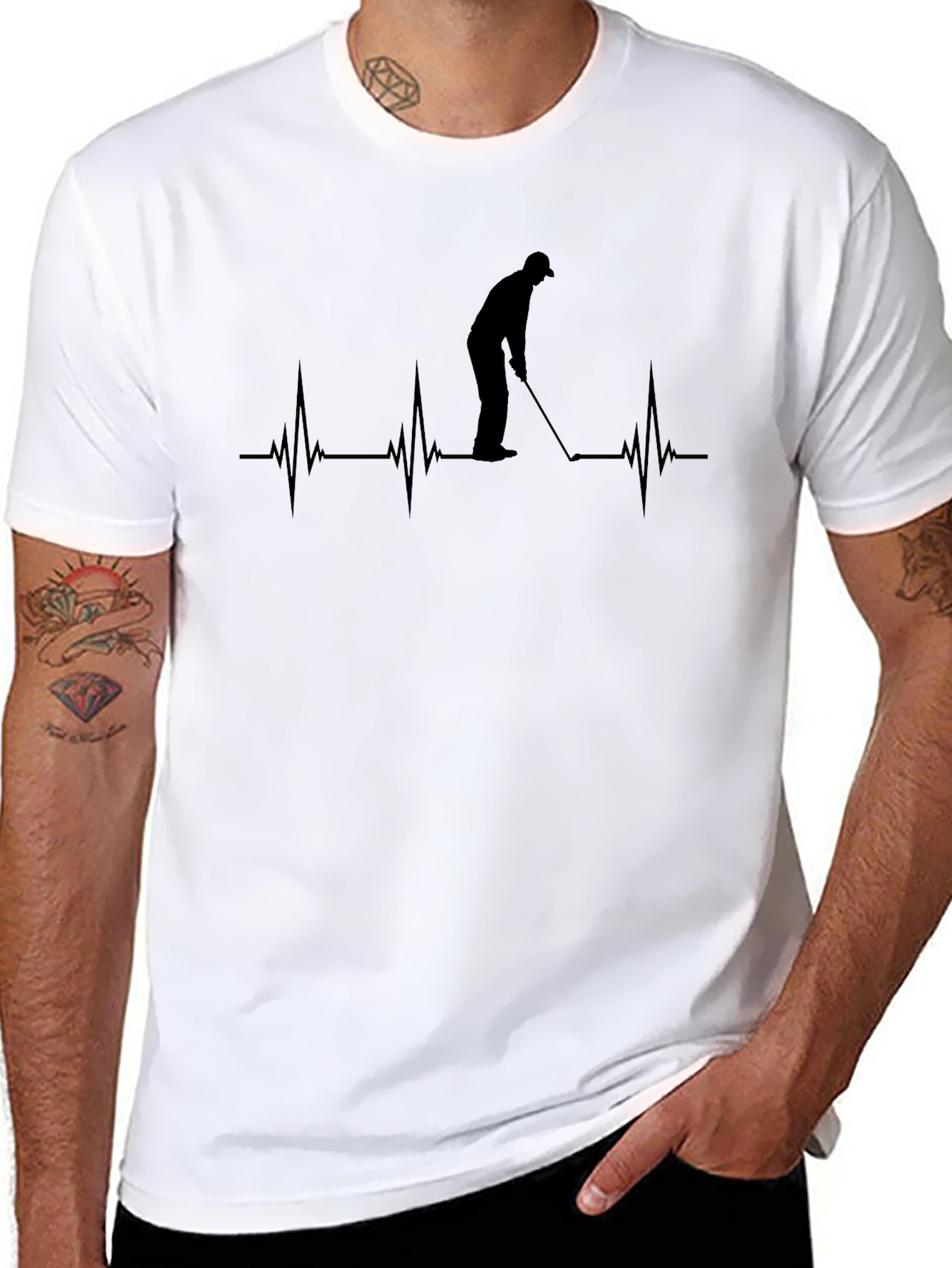 Golf Heartbeat T-Shirt - Golfer Pulse Tee