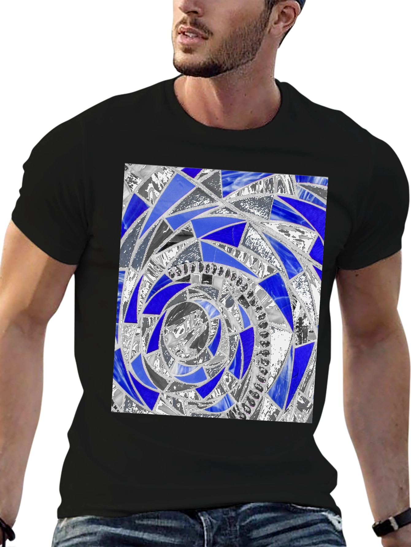 Abstract Mosaic Spiral Graphic Tee - Modern Art T-Shirt
