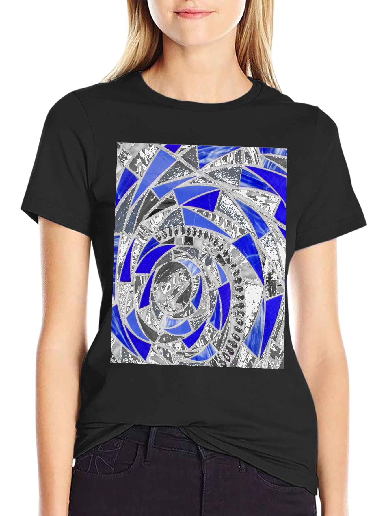 Abstract Mosaic Spiral Graphic Tee - Modern Art T-Shirt