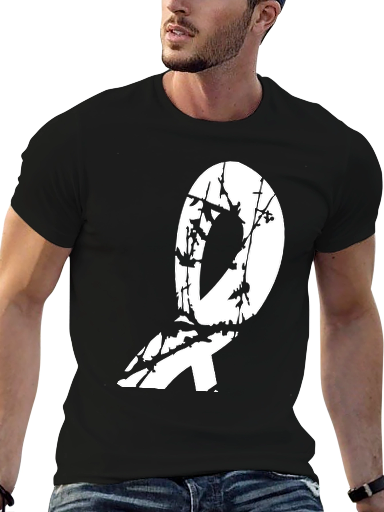 Black T-Shirt with Awareness Ribbon Graphic