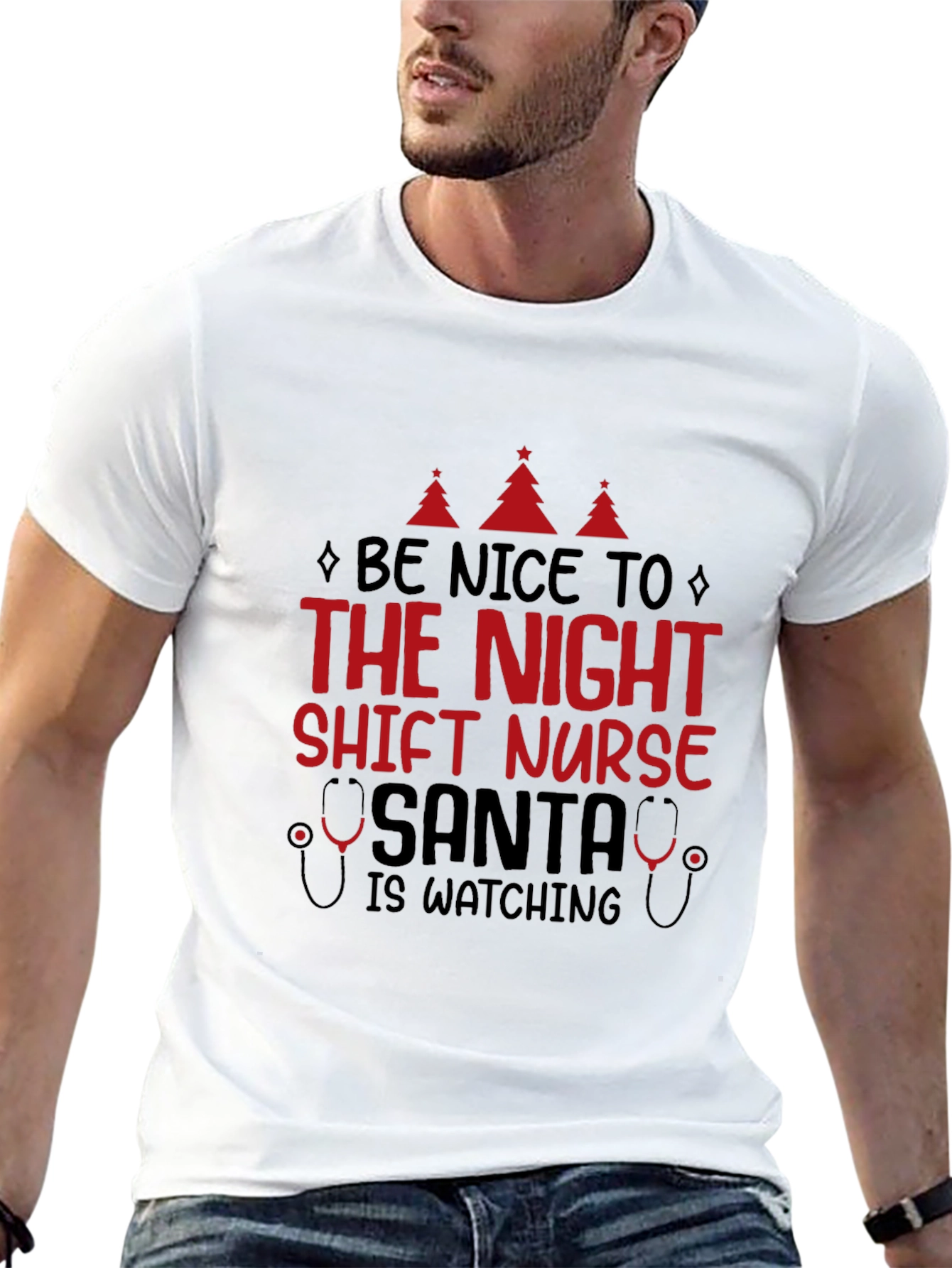 Night Shift Nurse Santa Christmas Tee