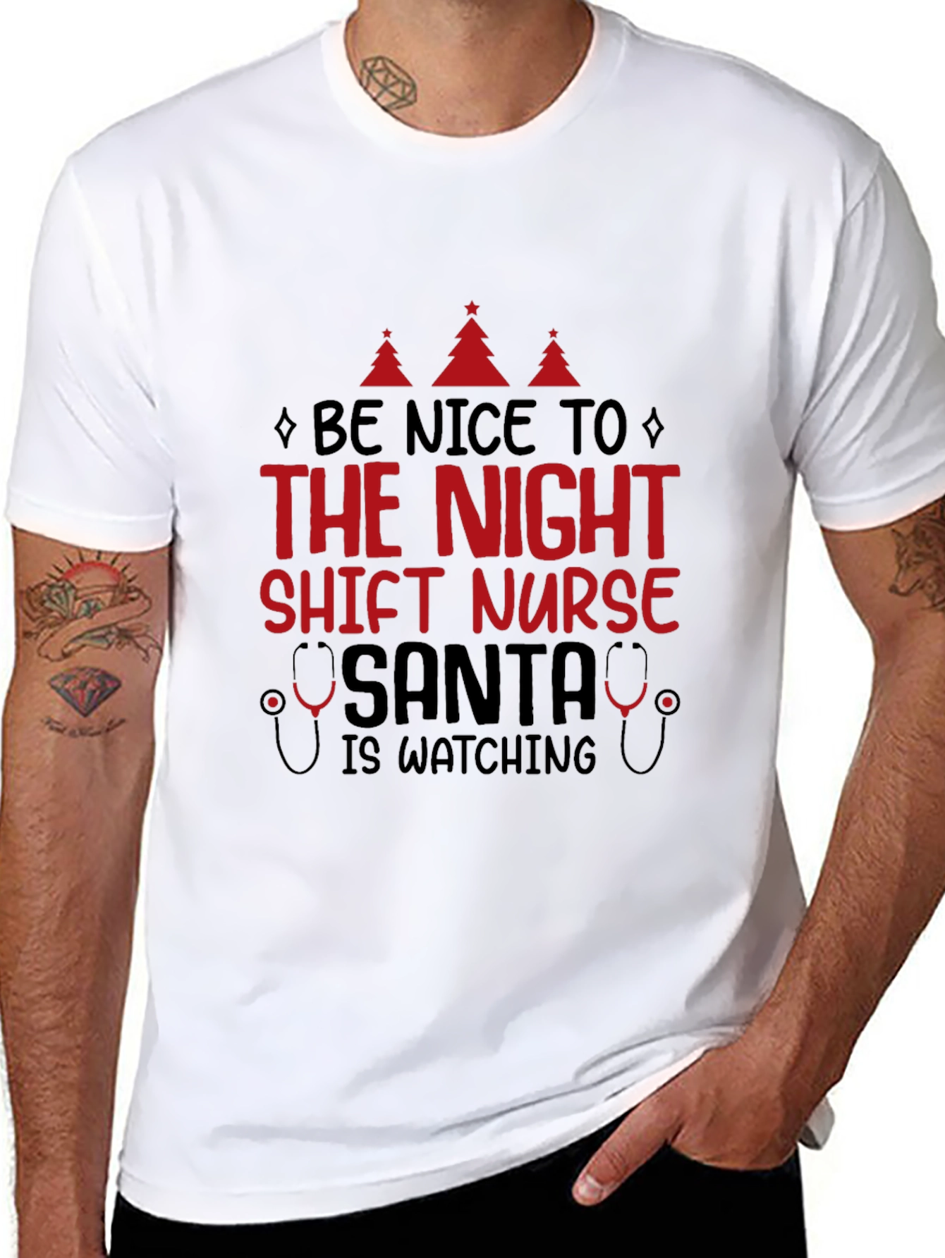 Night Shift Nurse Santa Christmas Tee