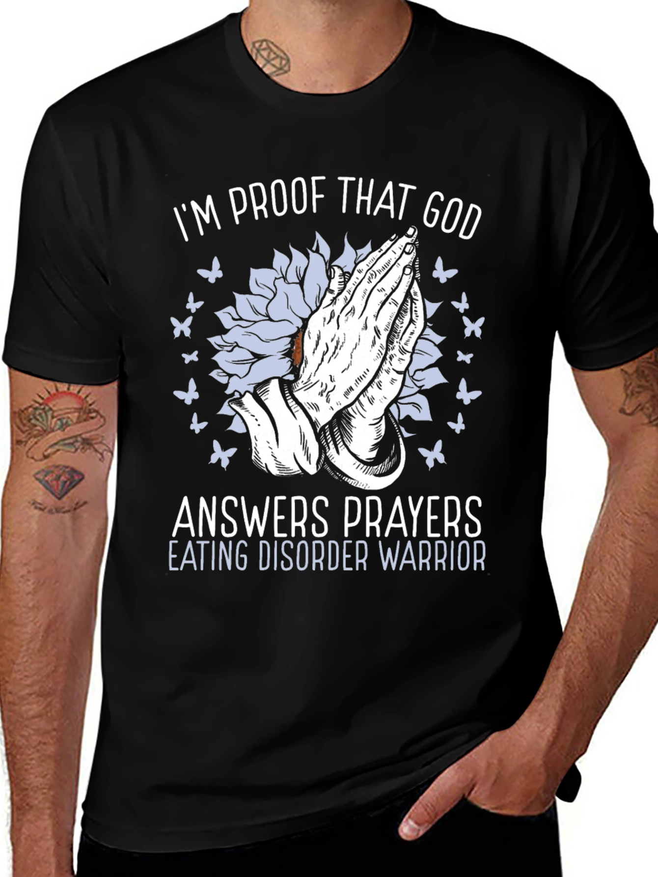 God Answers Prayers Eating Disorder Warrior T-Shirt