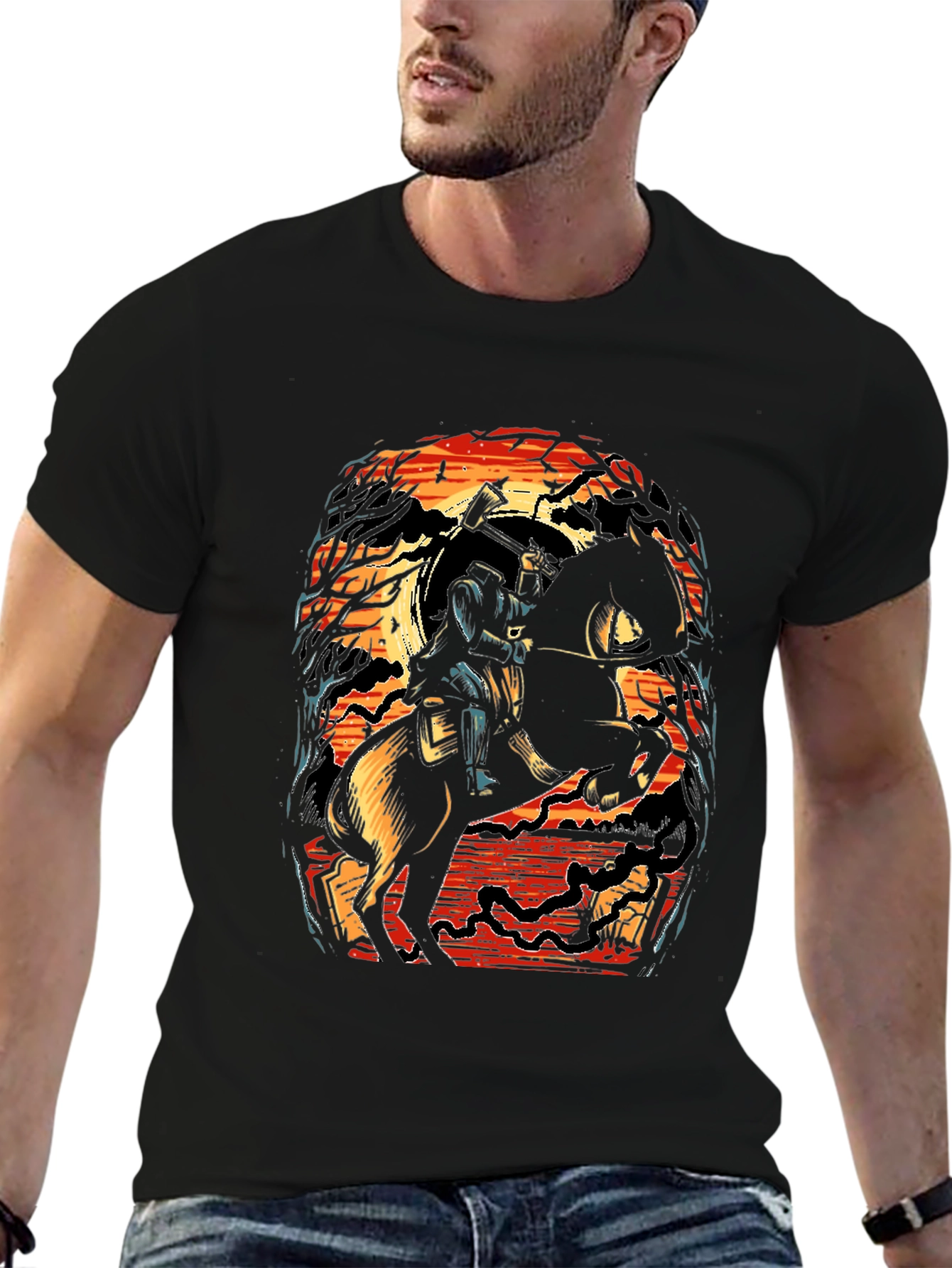 Headless Horseman Graphic Tee - Halloween Spooky Shirt