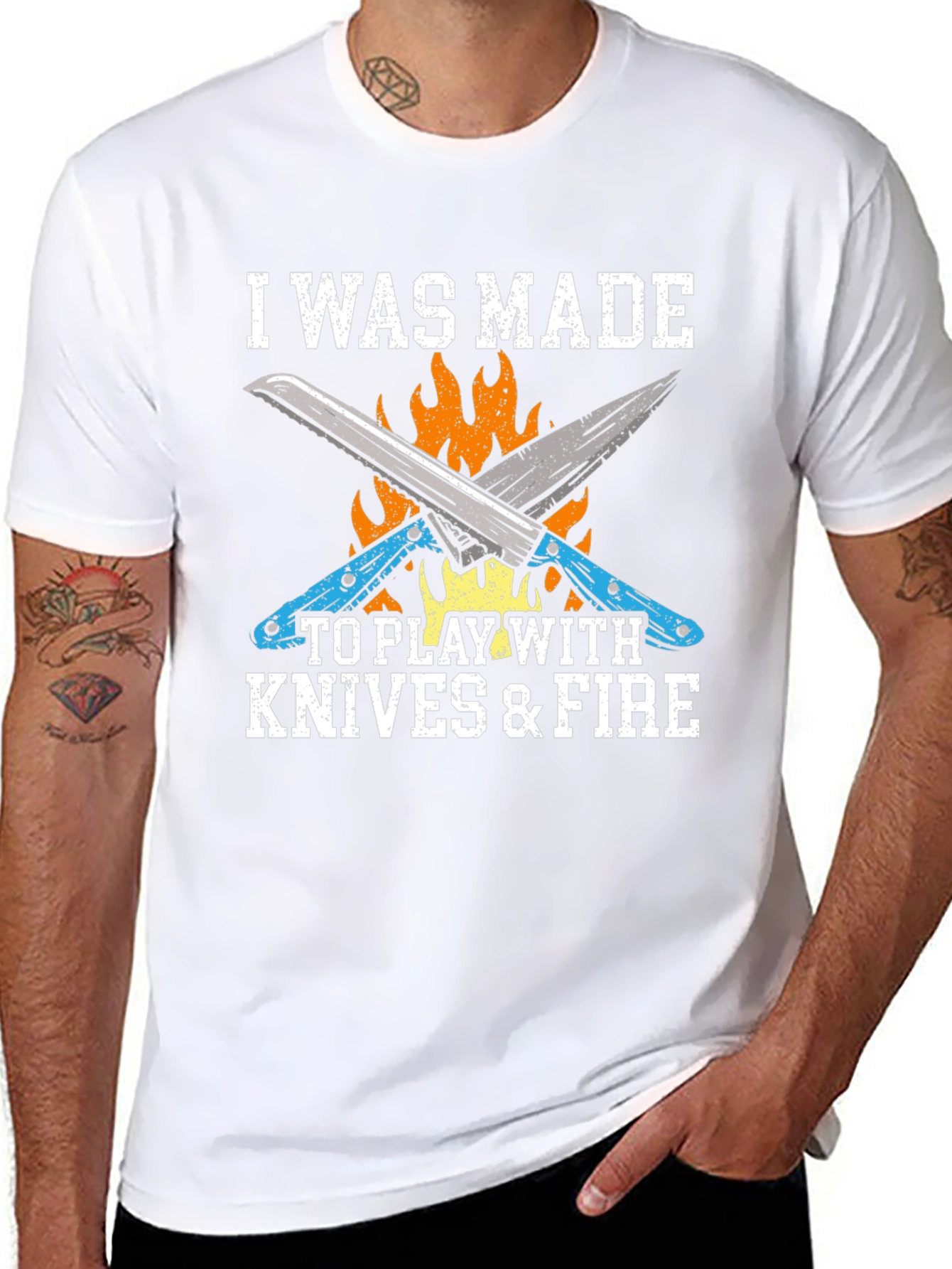Knives & Fire Graphic Tee - Chef Cook BBQ