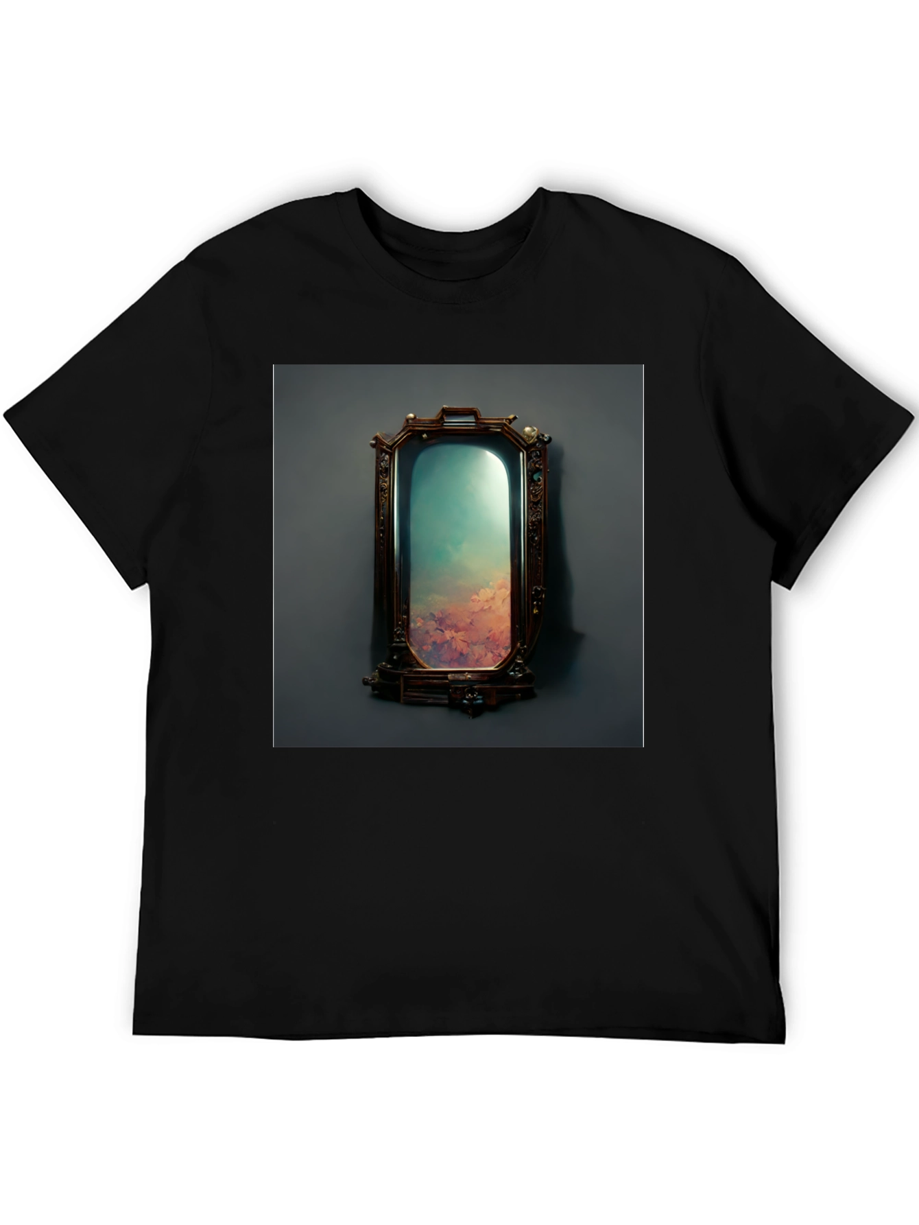 Surreal Mirror Image Graphic Tee - Black