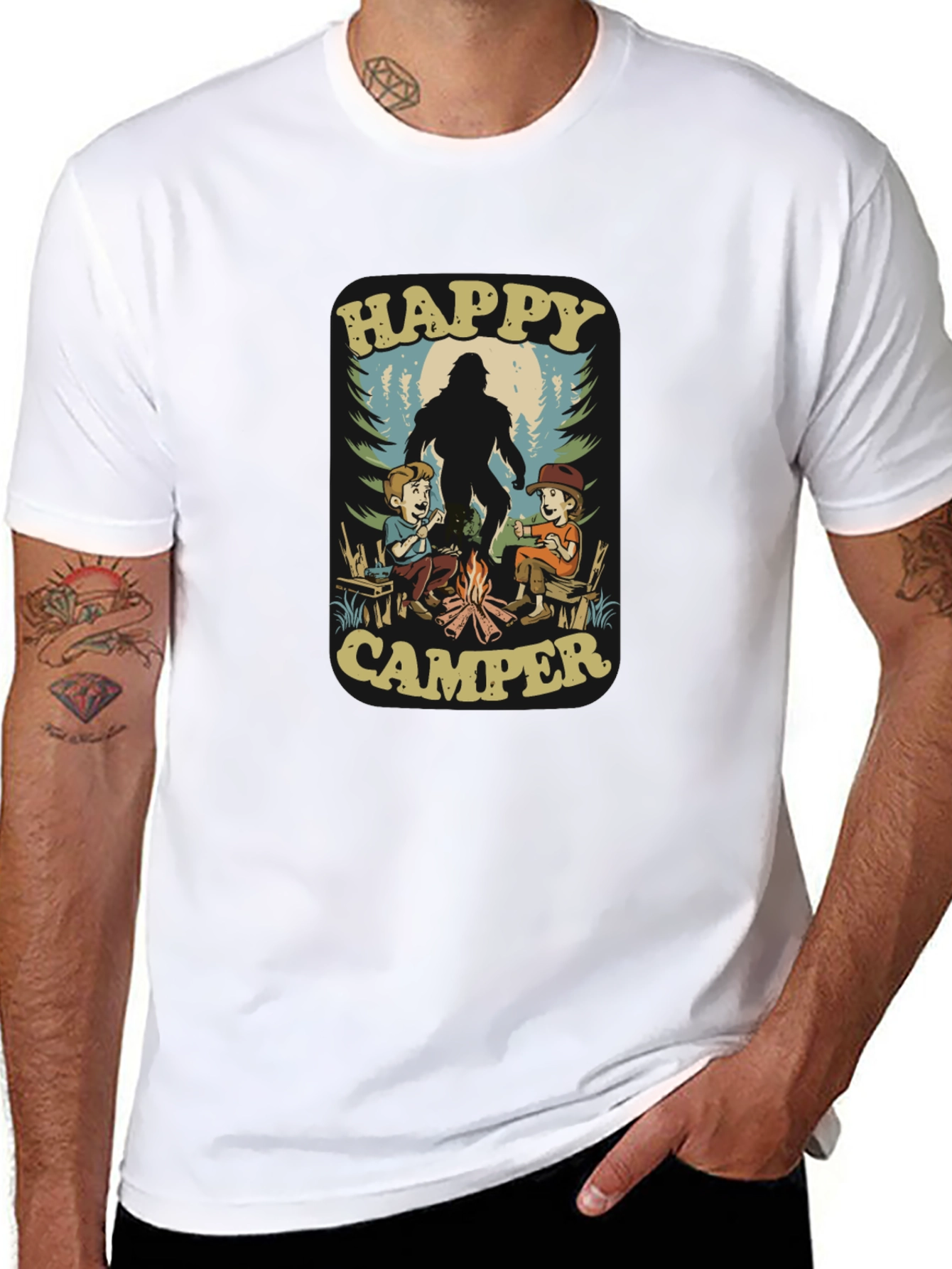 Happy Camper Bigfoot T-Shirt - Black