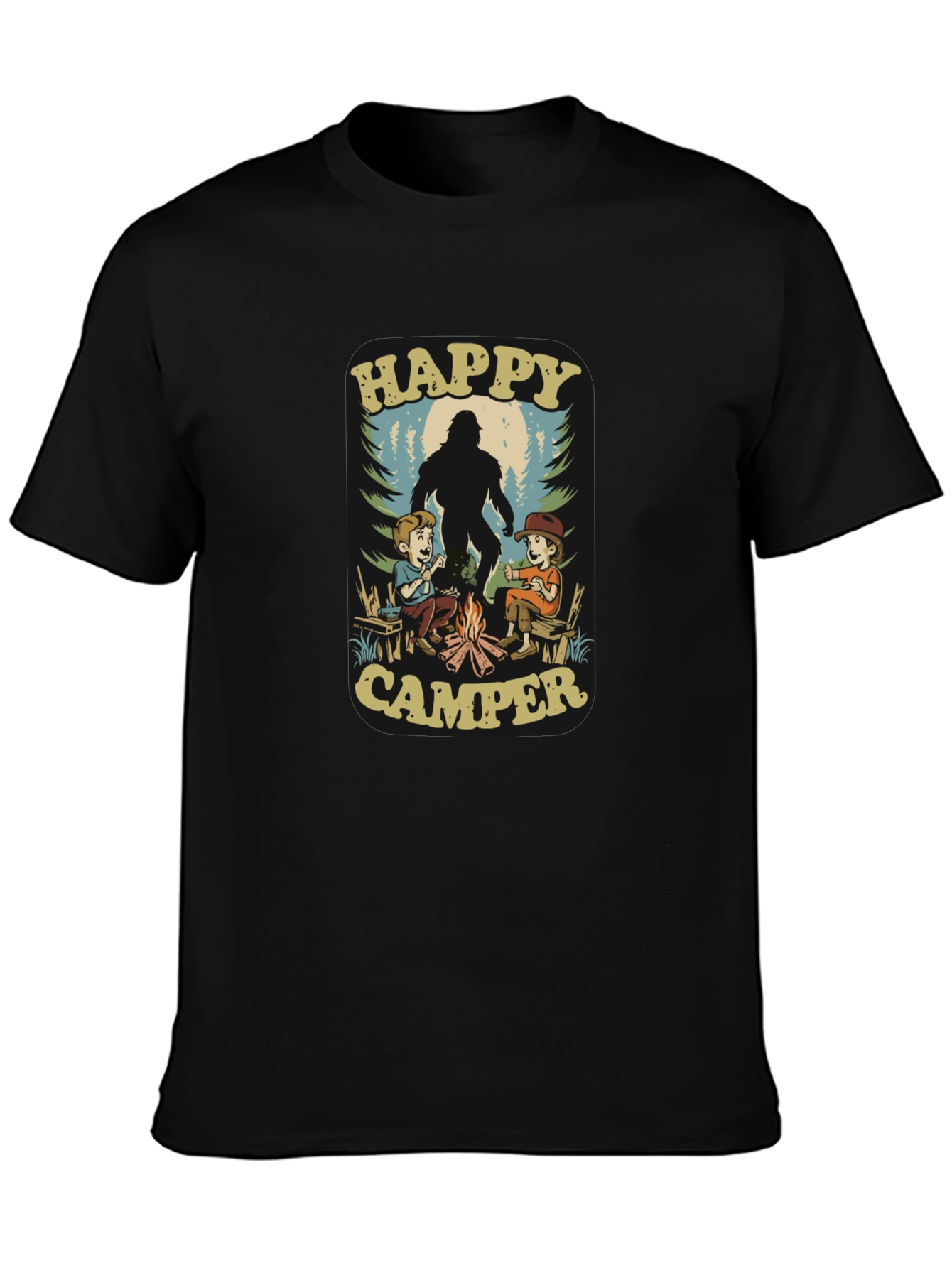 Happy Camper Bigfoot T-Shirt - Black