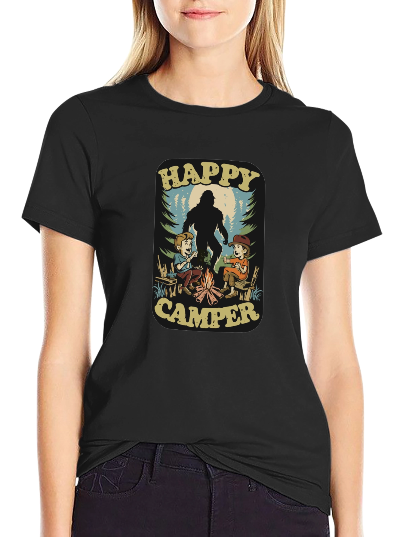 Happy Camper Bigfoot T-Shirt - Black