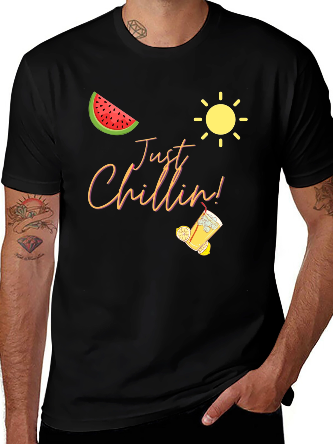 Just Chillin Graphic Black T-Shirt