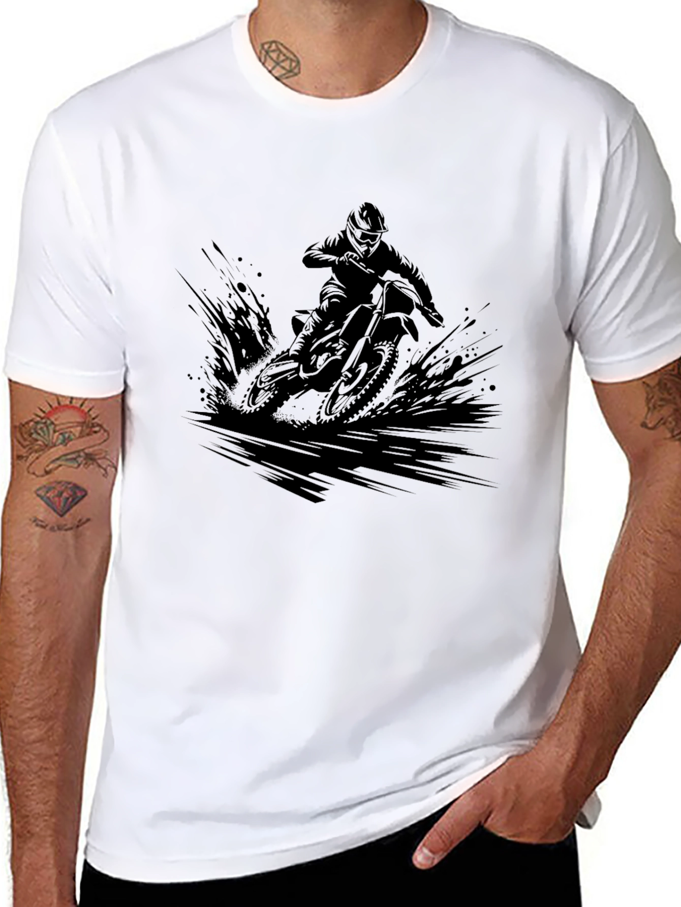 Dirt Bike Rider Graphic Tee - Black