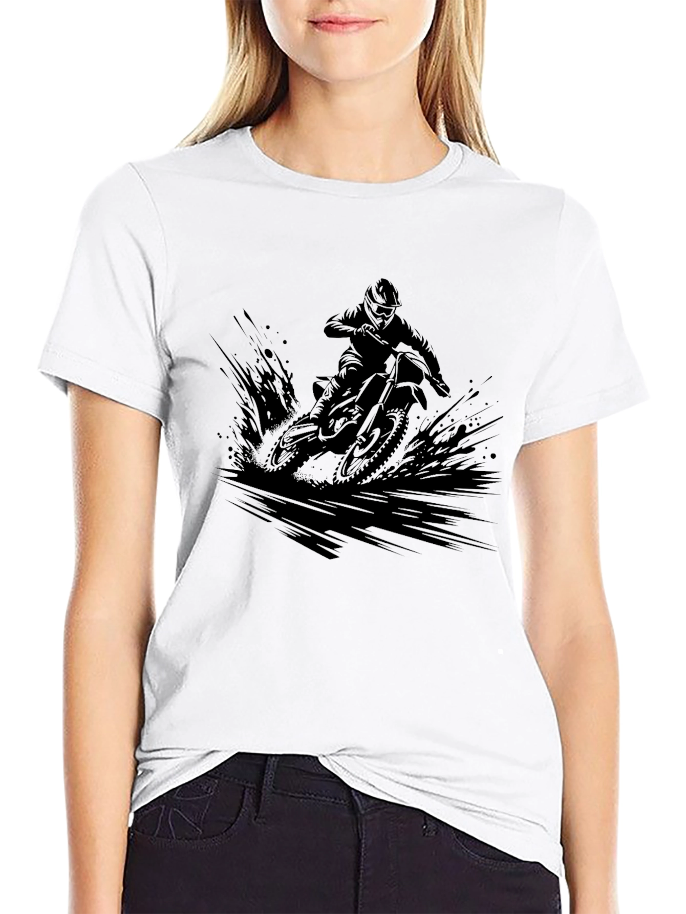 Dirt Bike Rider Graphic Tee - Black