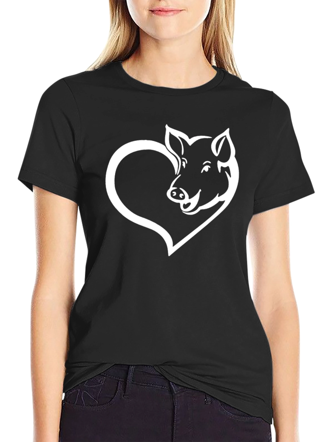 Boar Heart Graphic T-Shirt - Black