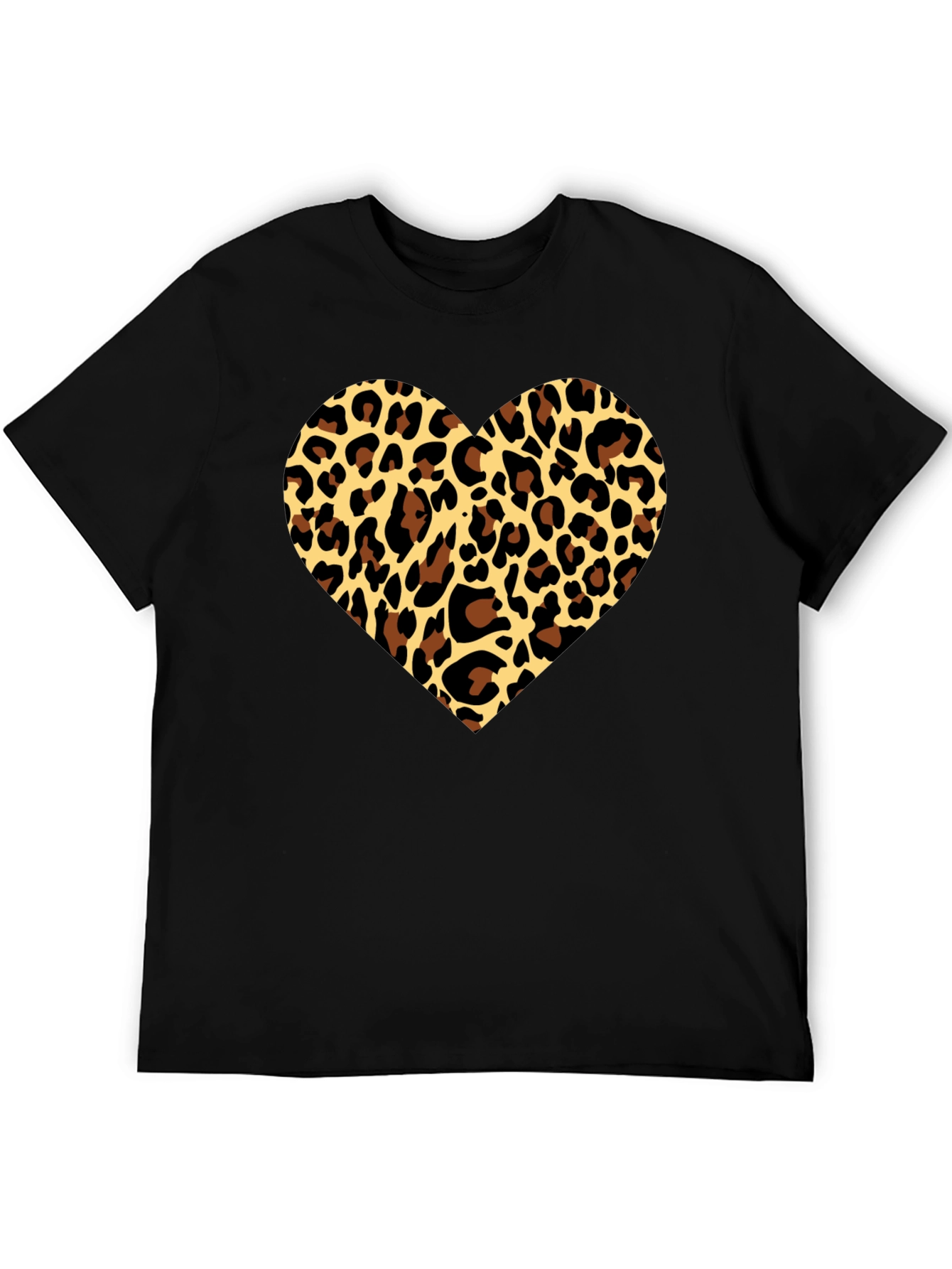 Leopard Heart Graphic Tee - Stylish Mens Black T-Shirt
