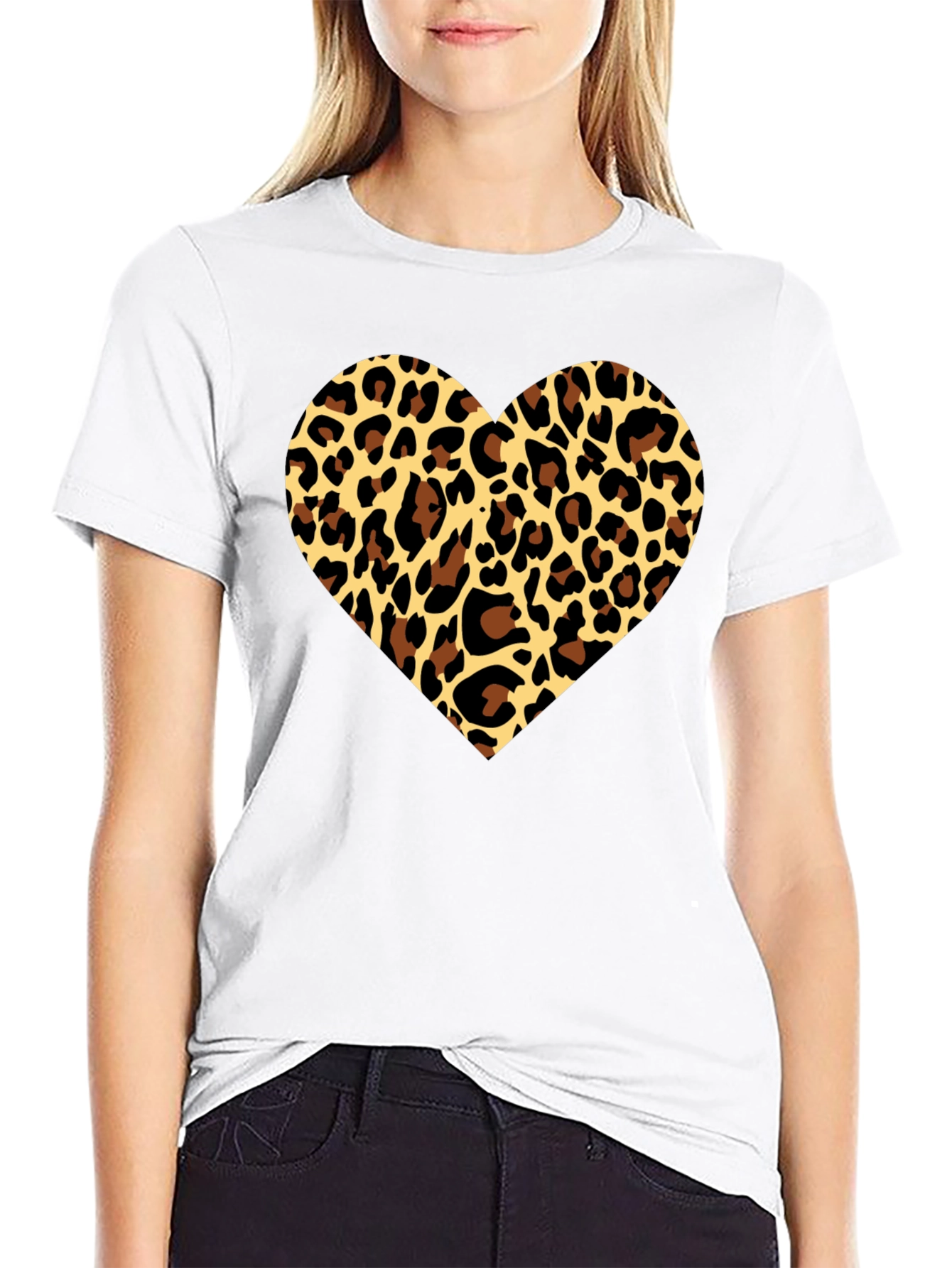 Leopard Heart Graphic Tee - Stylish Mens Black T-Shirt