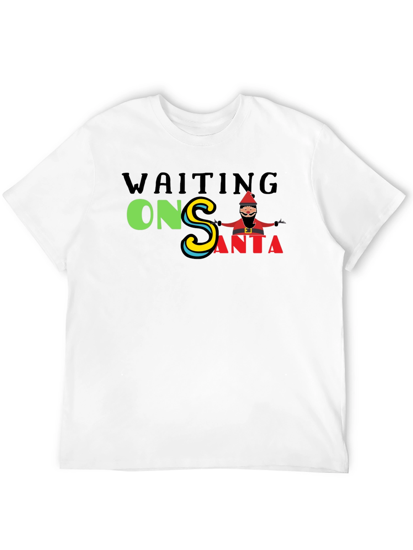 Waiting On Santa Graphic Tee - Black Cotton T-Shirt