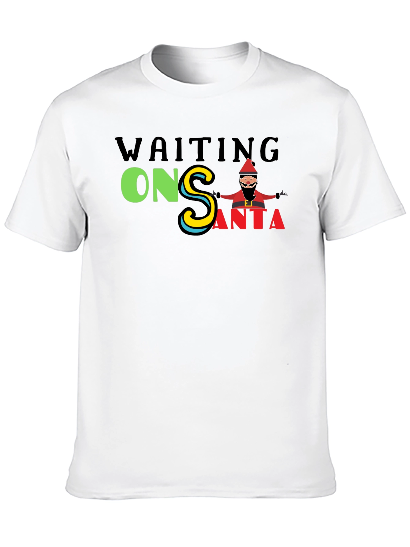Waiting On Santa Graphic Tee - Black Cotton T-Shirt