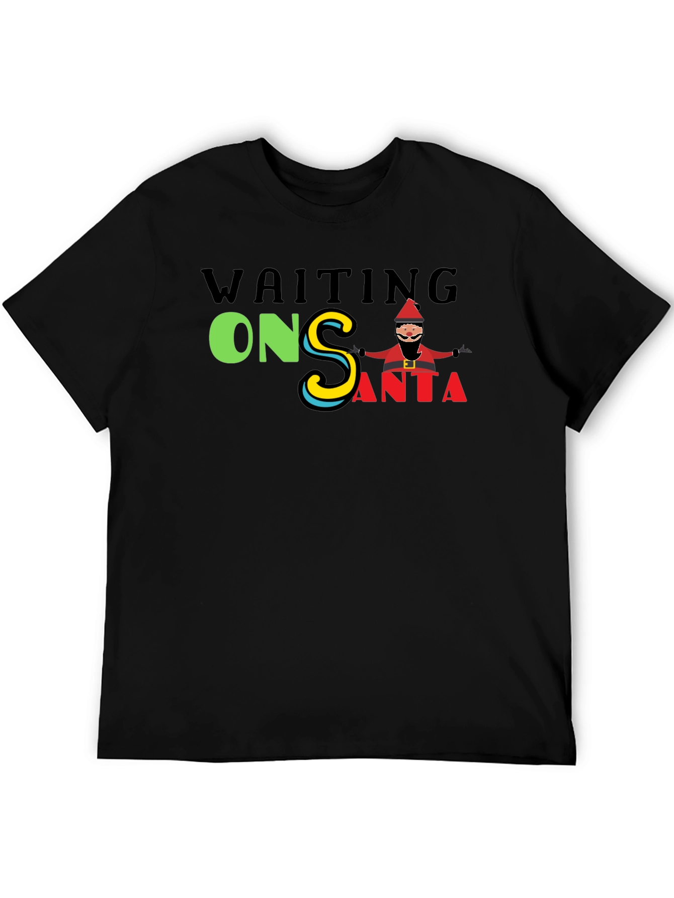 Waiting On Santa Graphic Tee - Black Cotton T-Shirt