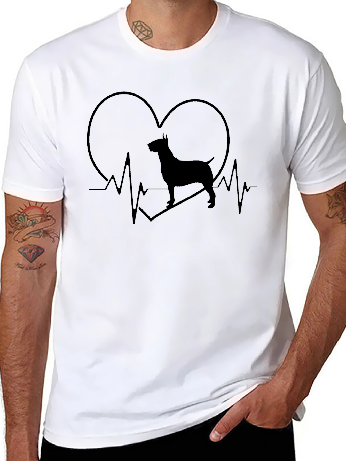 Dog Heartbeat T-Shirt - Mens Black Graphic Tee