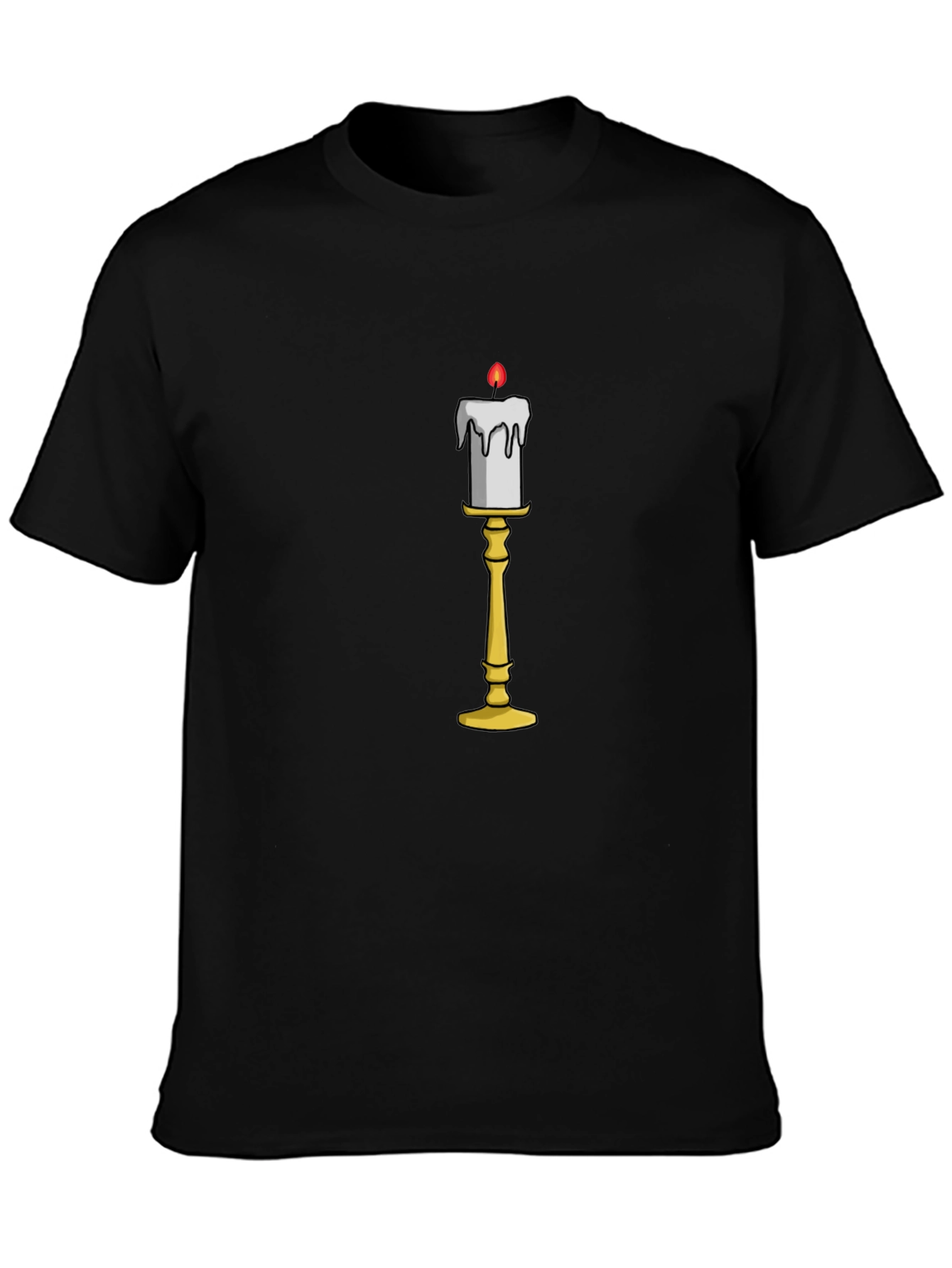 Candle Stand Graphic Tee - Soft Black Cotton Shirt