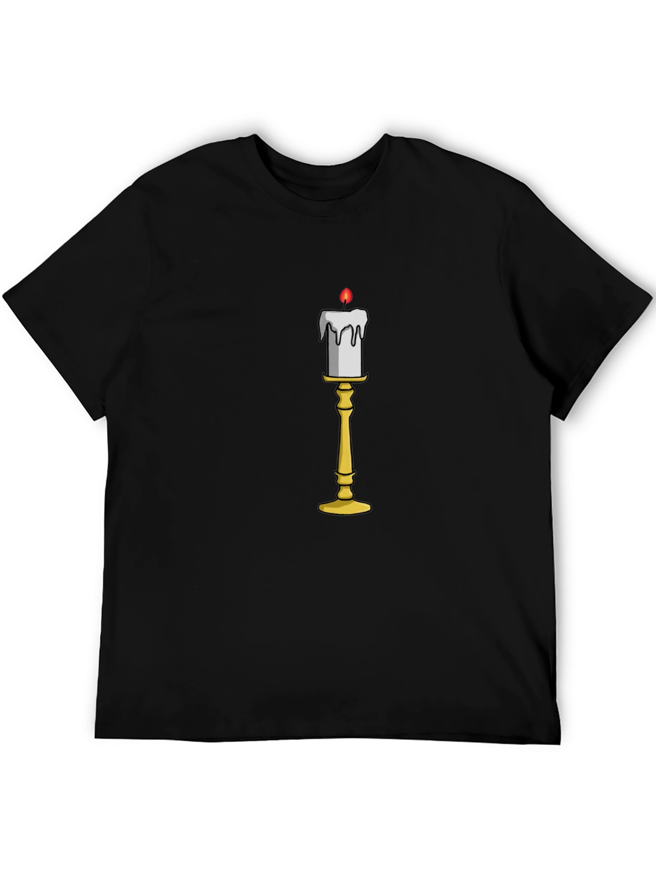 Candle Stand Graphic Tee - Soft Black Cotton Shirt